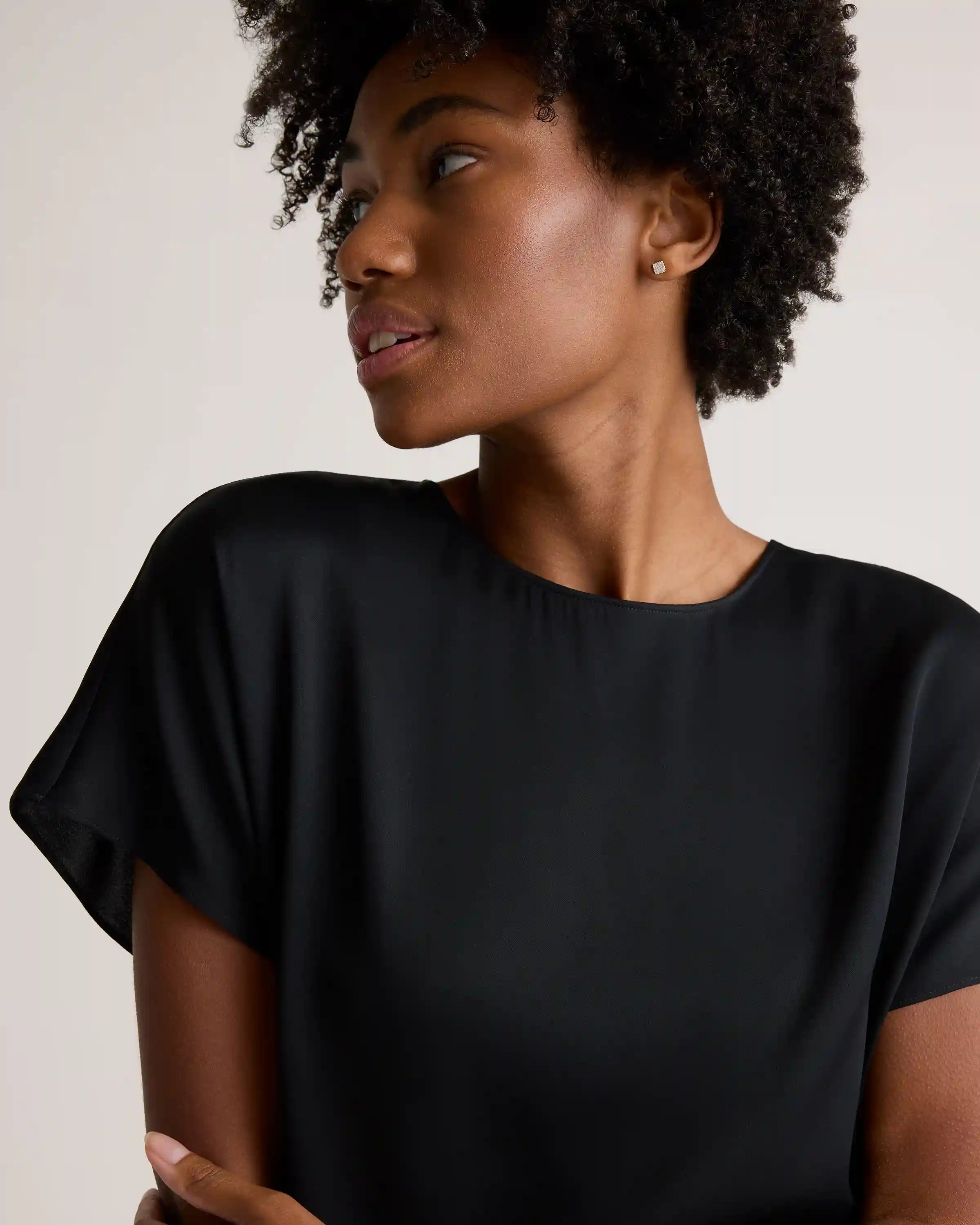 Washable Stretch Silk Split Hem Tee