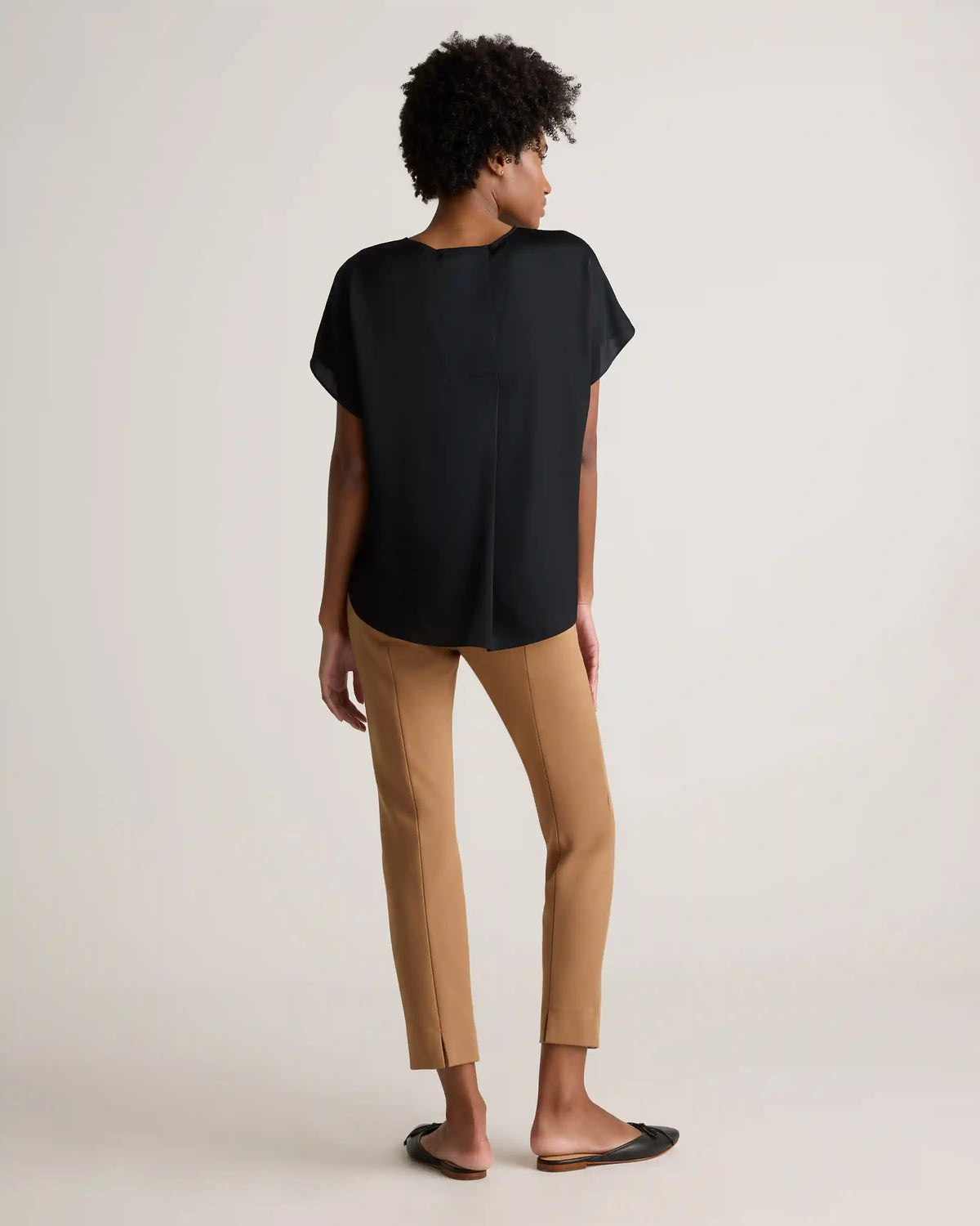 Washable Stretch Silk Split Hem Tee