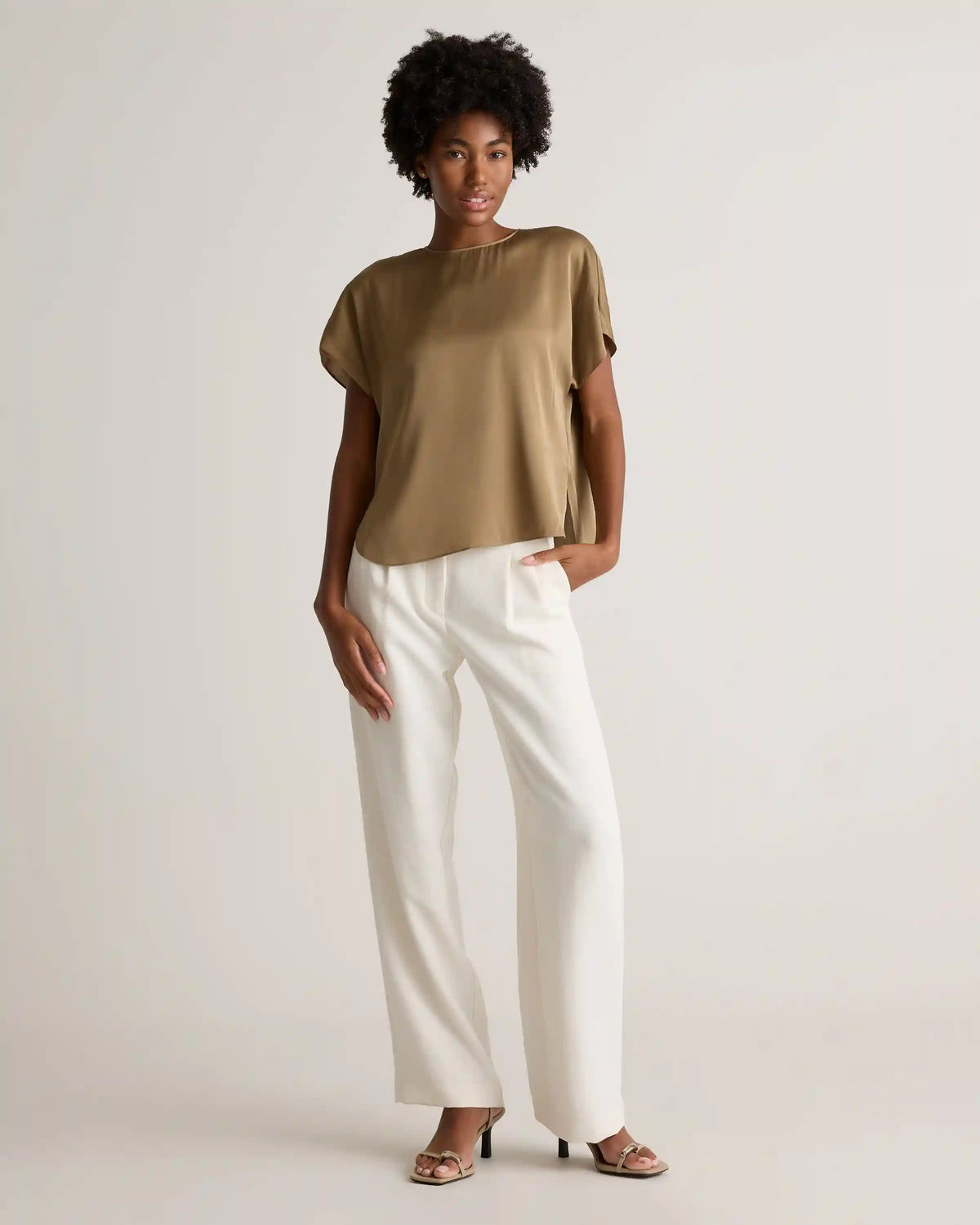 Washable Stretch Silk Split Hem Tee