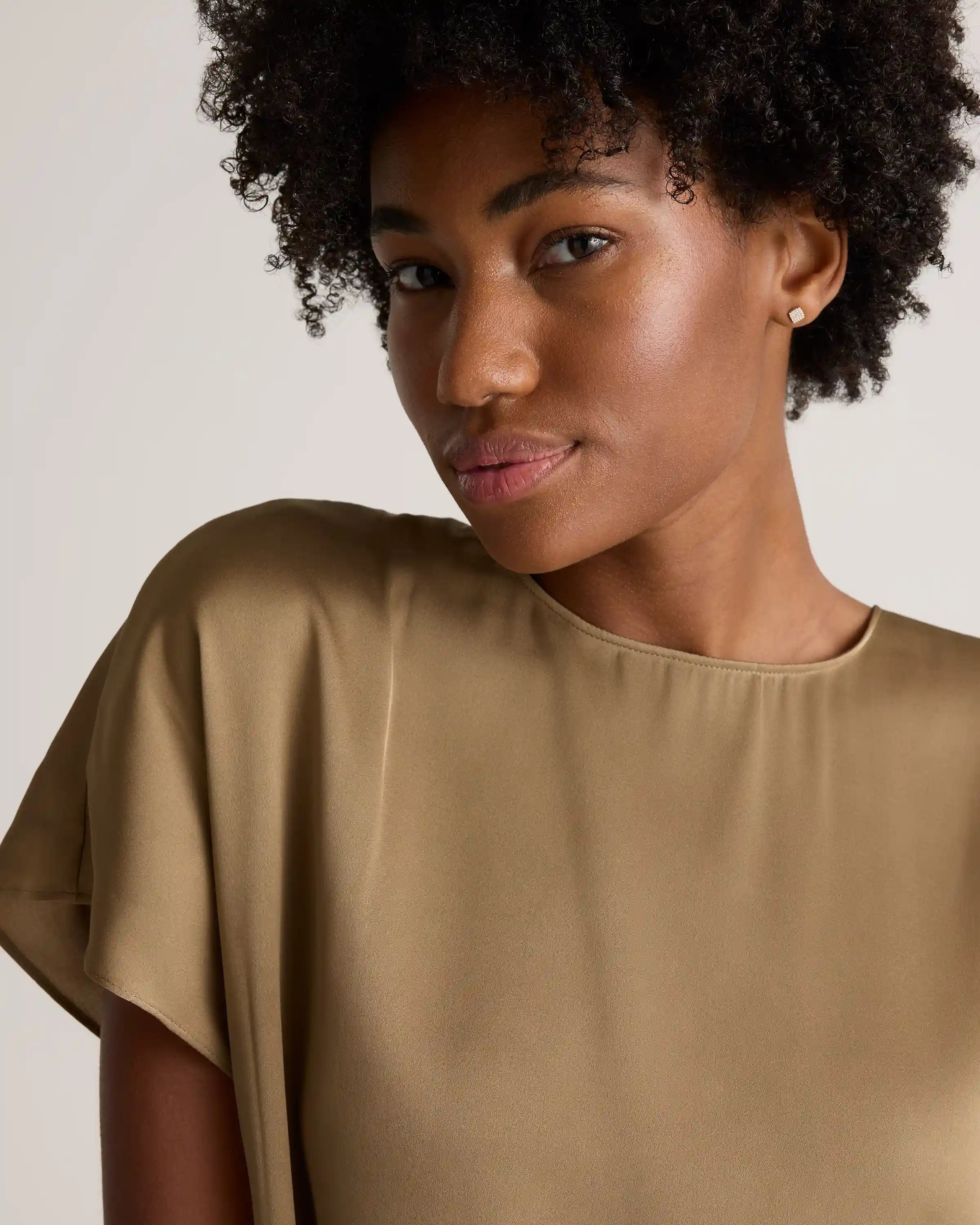 Washable Stretch Silk Split Hem Tee