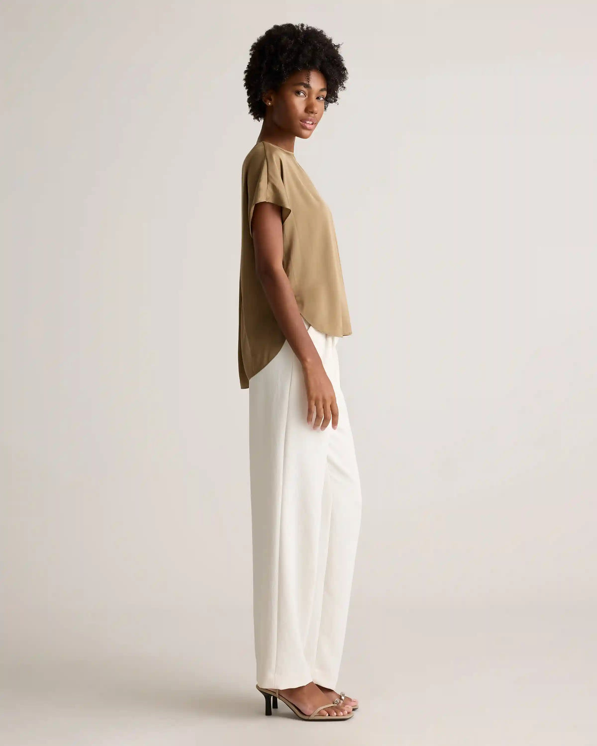 Washable Stretch Silk Split Hem Tee