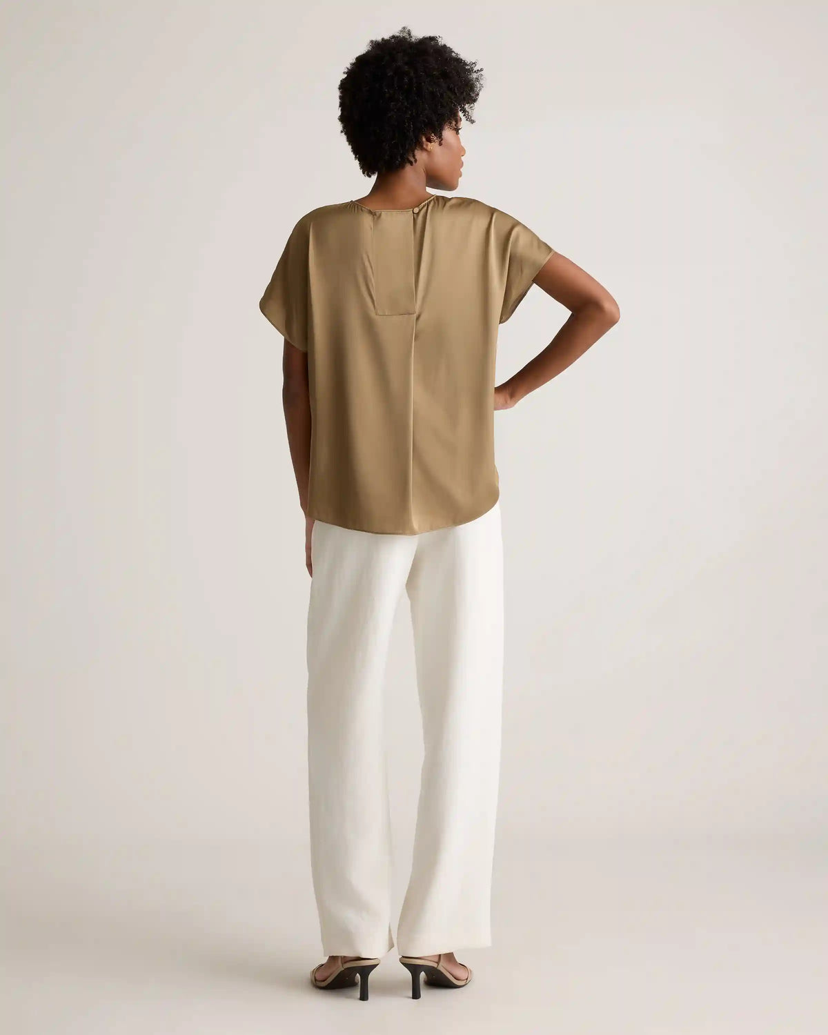 Washable Stretch Silk Split Hem Tee