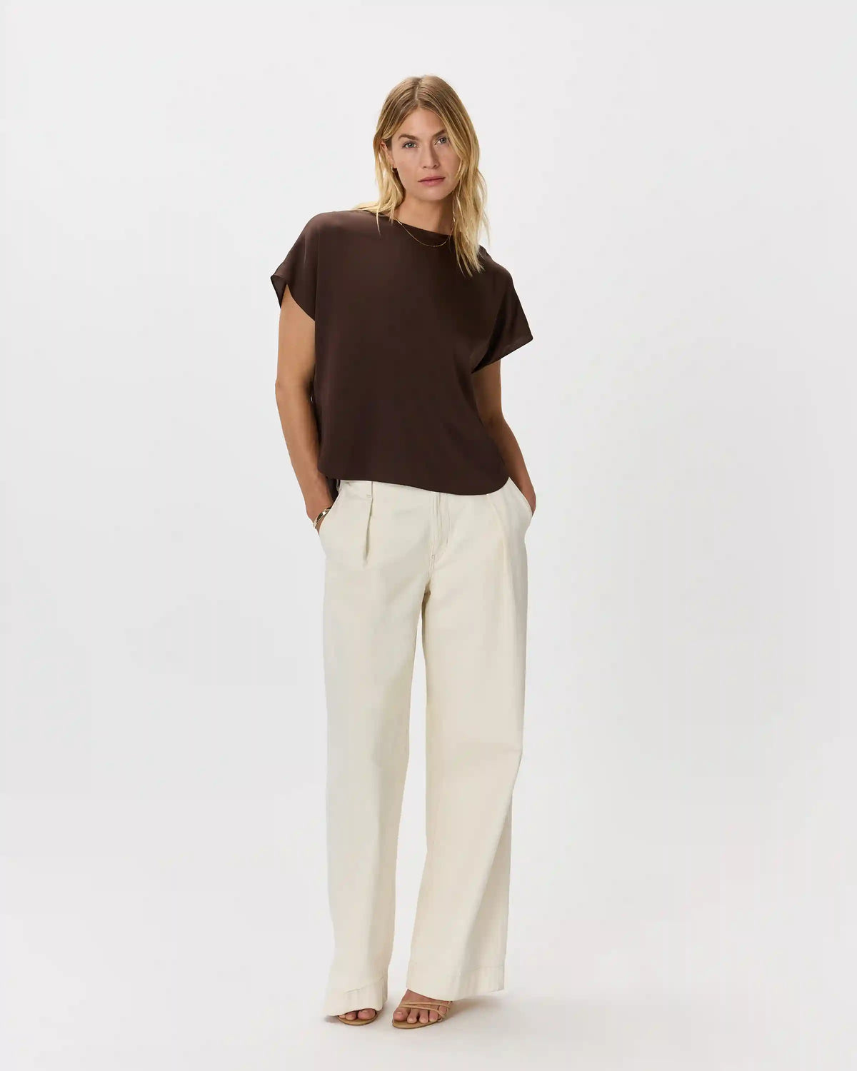 Washable Stretch Silk Split Hem Tee