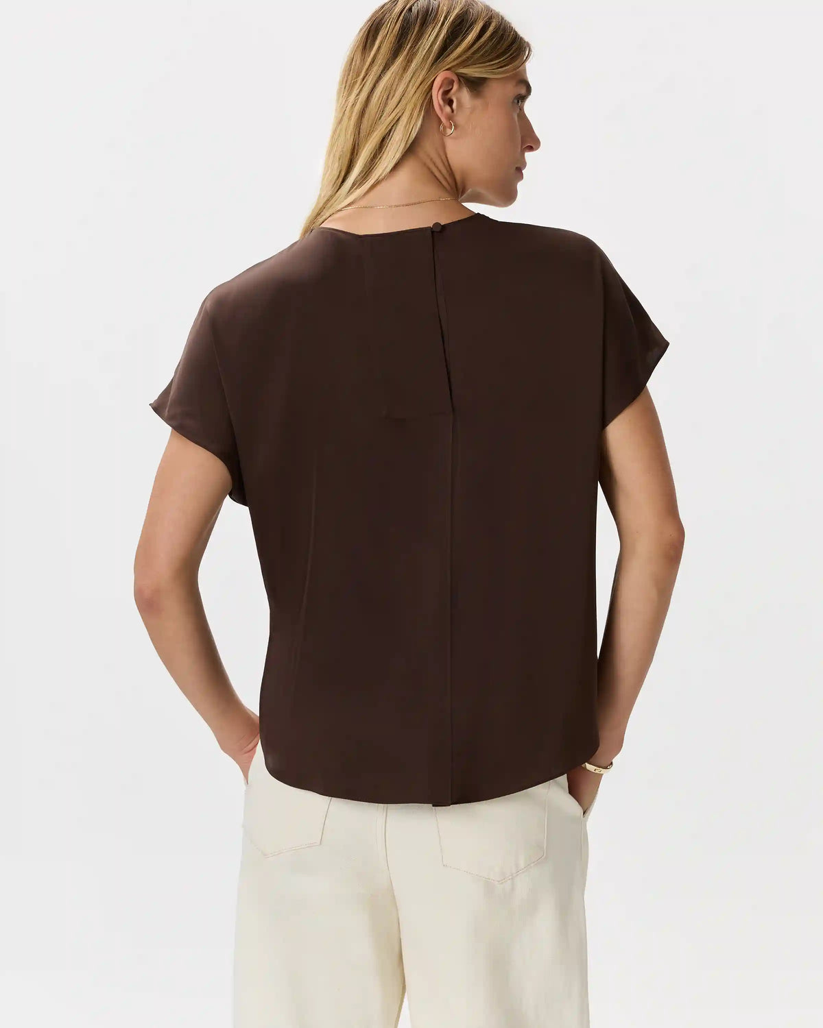 Washable Stretch Silk Split Hem Tee