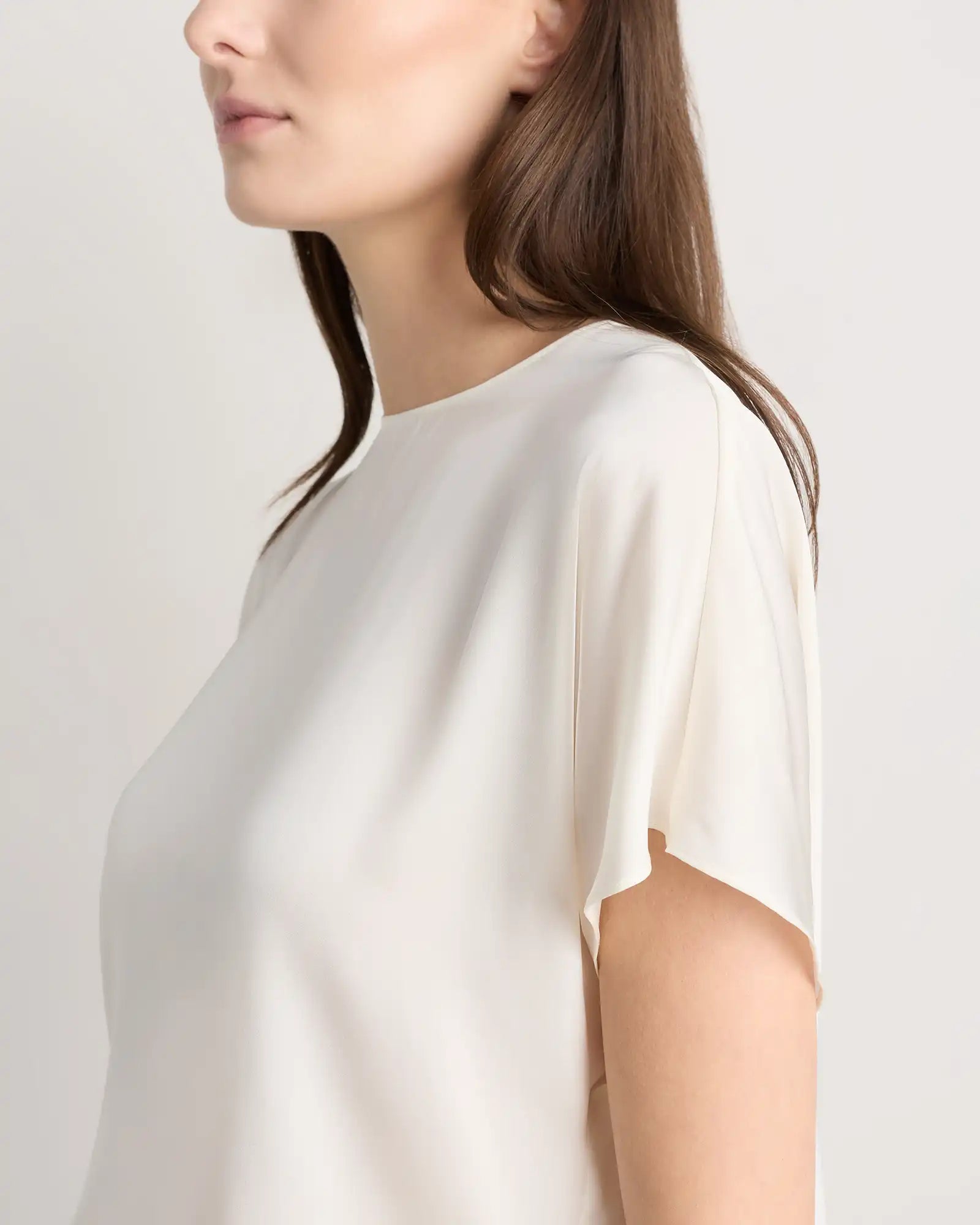 Washable Stretch Silk Split Hem Tee