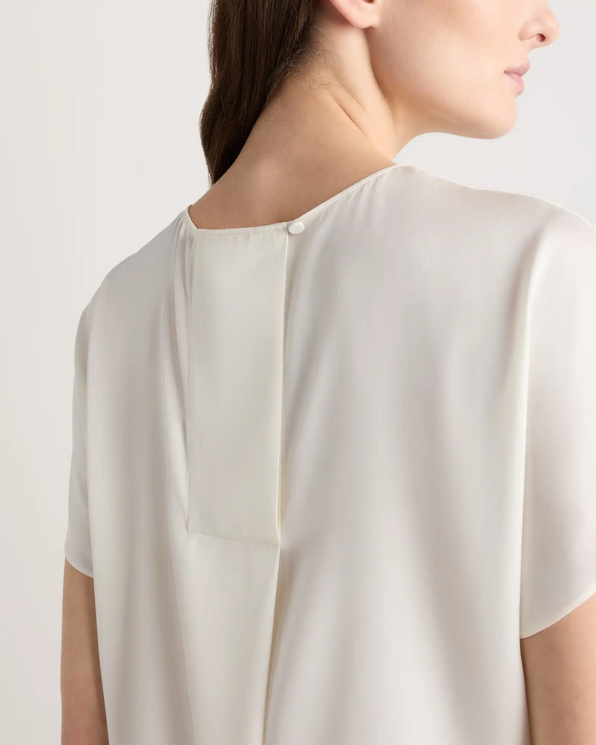 Washable Stretch Silk Split Hem Tee