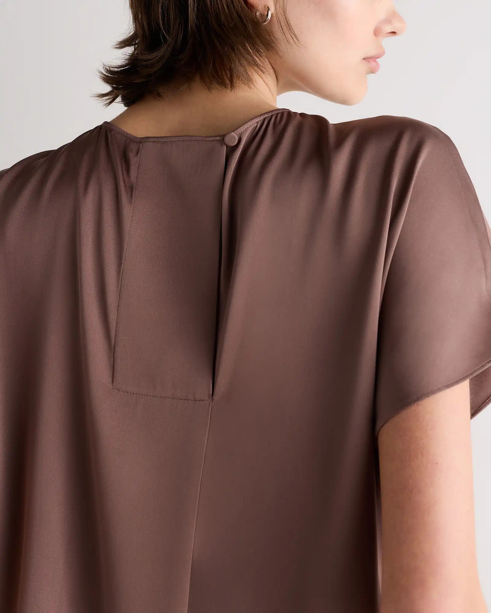 Washable Stretch Silk Split Hem Tee