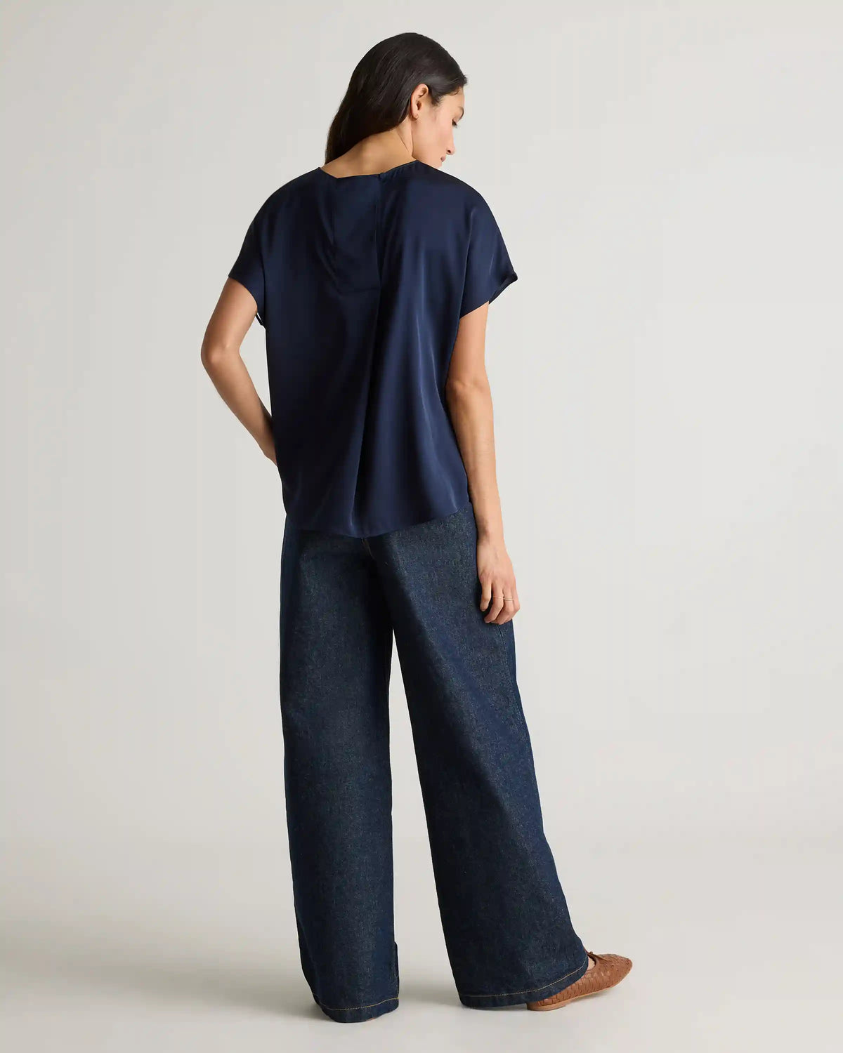 Washable Stretch Silk Split Hem Tee