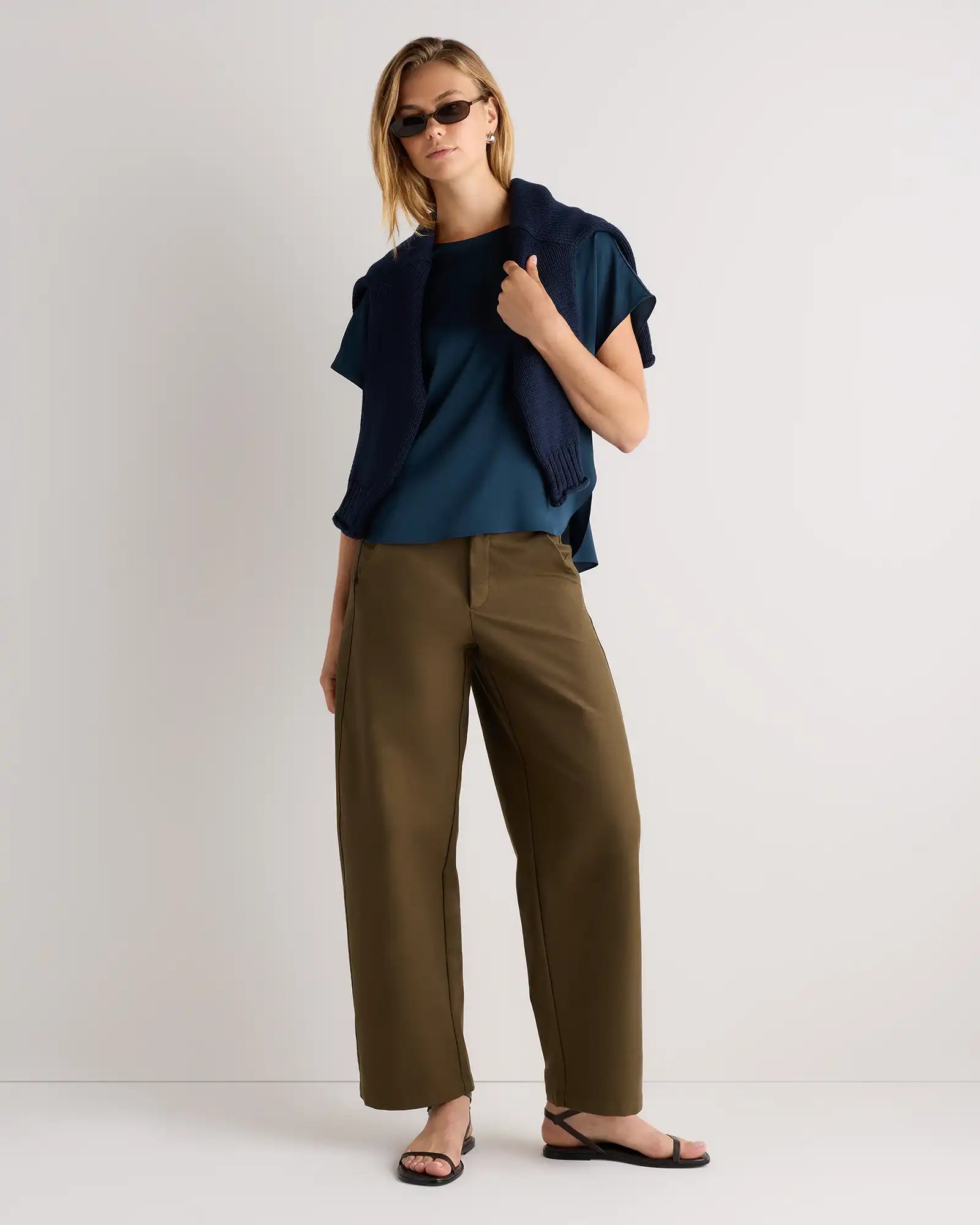 Washable Stretch Silk Split Hem Tee