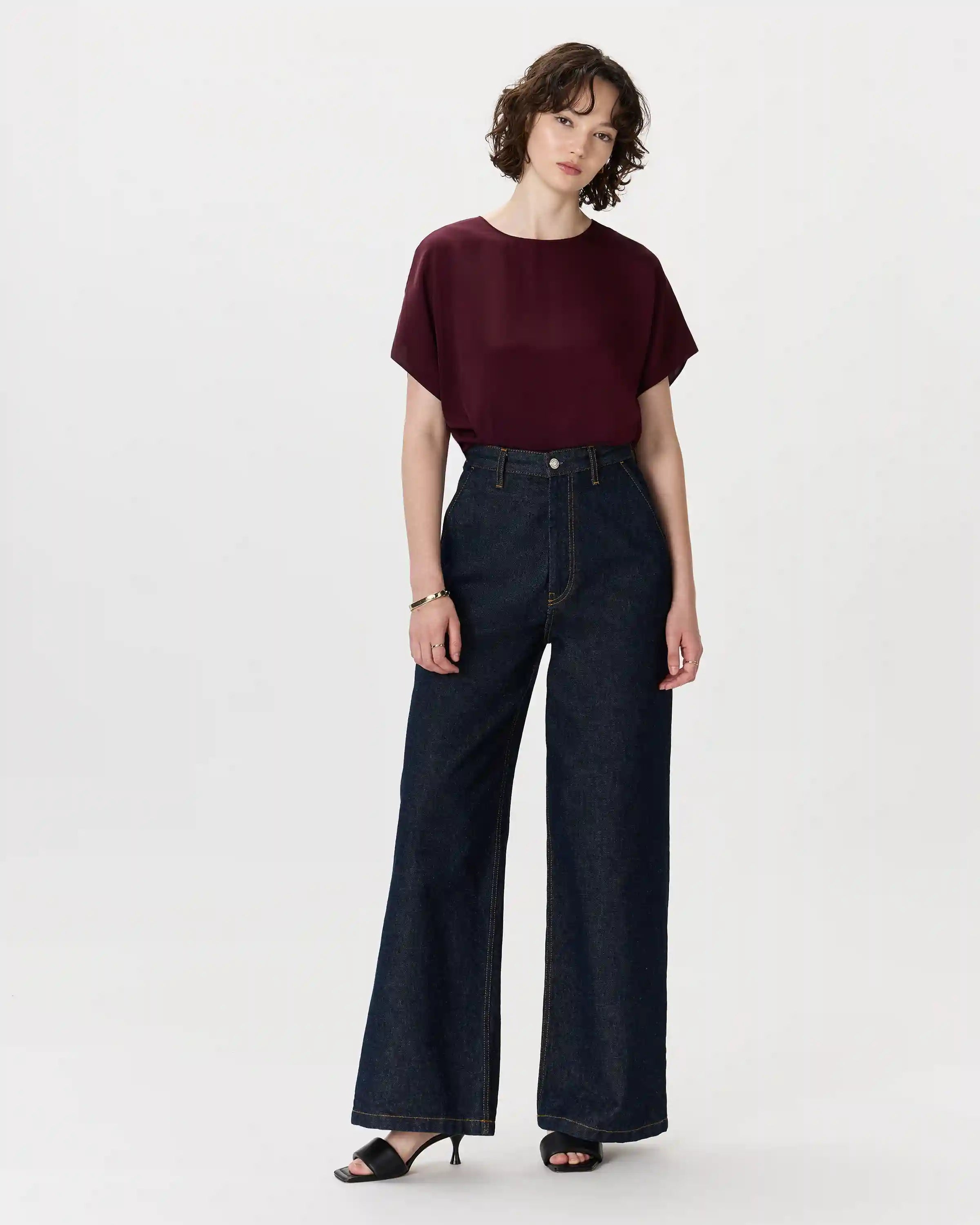 Washable Stretch Silk Split Hem Tee