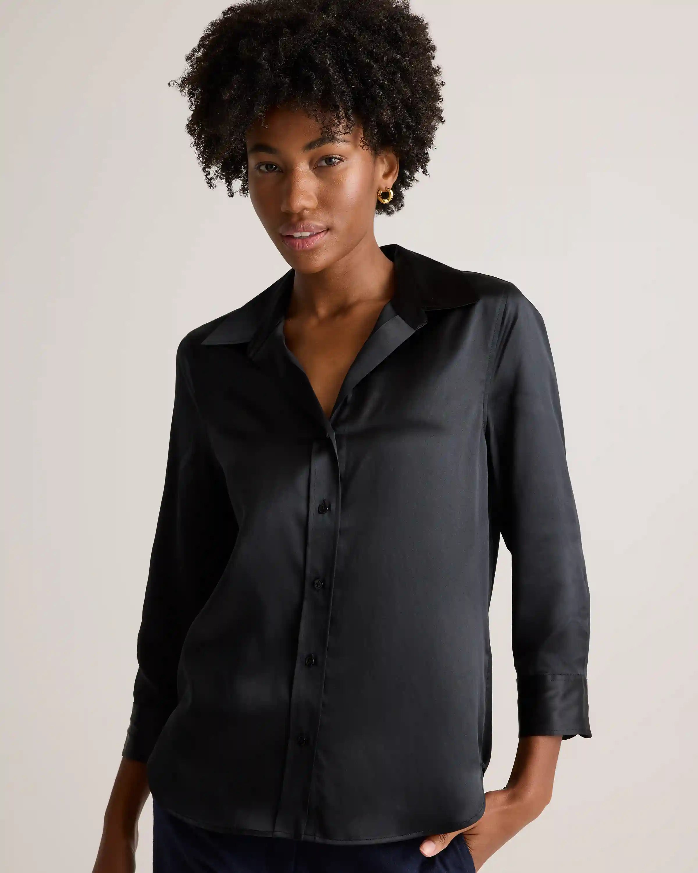 100% Washable Silk Three-Quarter Sleeve Shirt