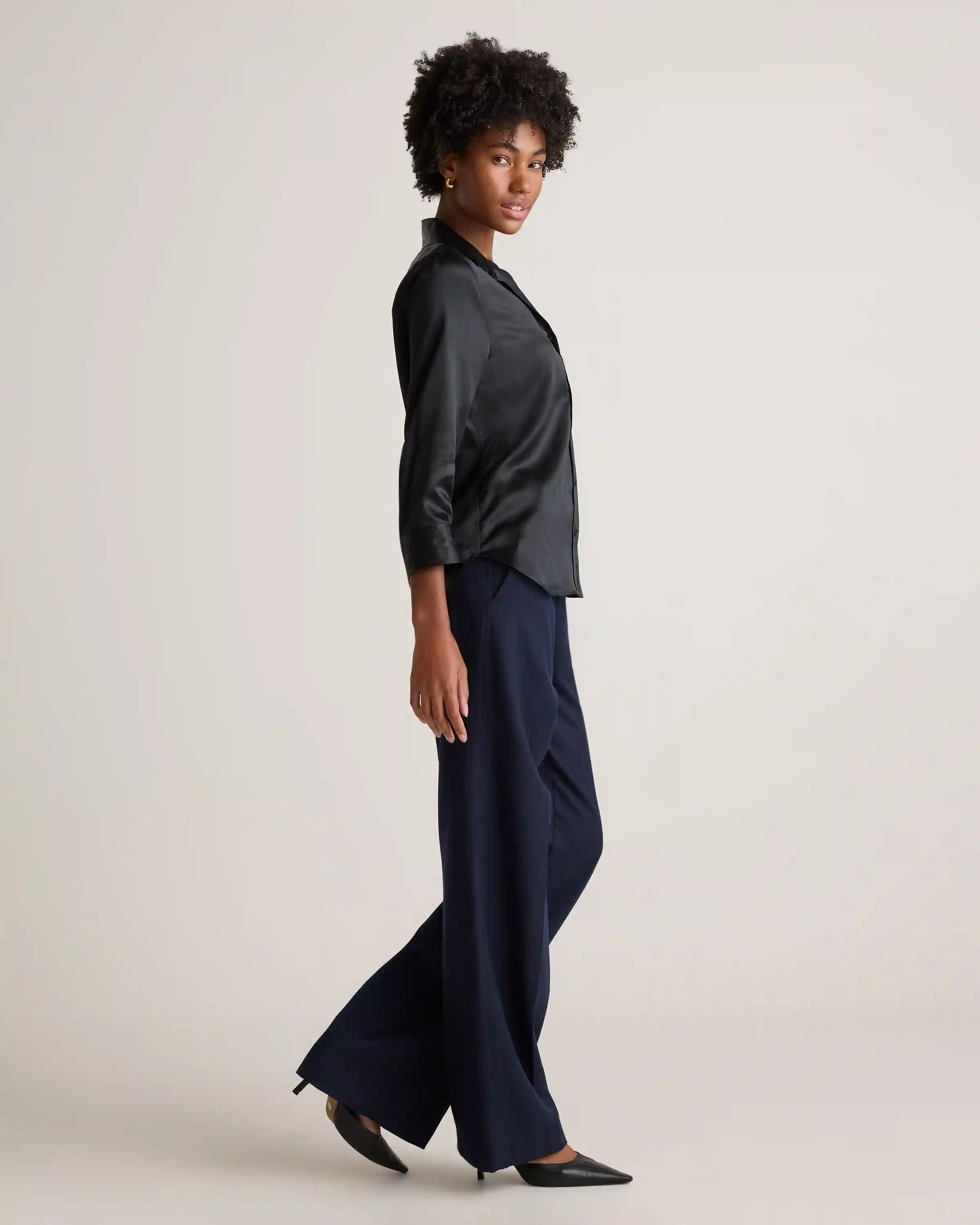 100% Washable Silk Three-Quarter Sleeve Shirt