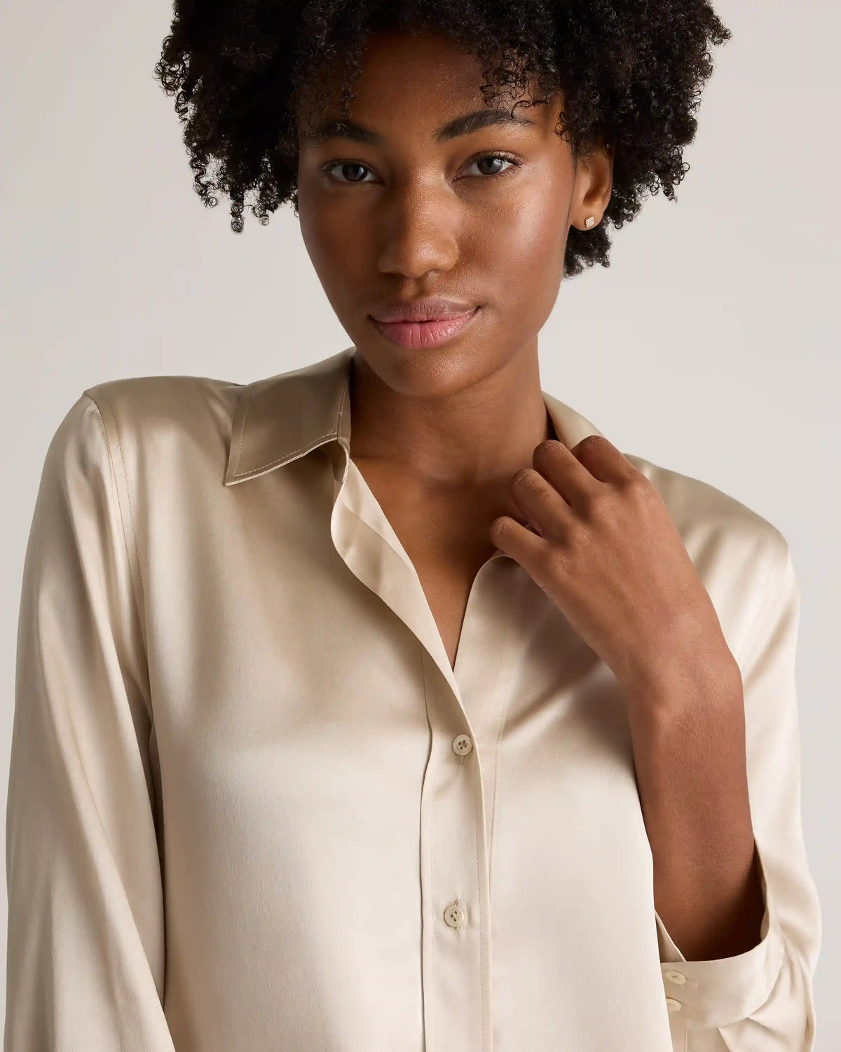 100% Washable Silk Three-Quarter Sleeve Shirt