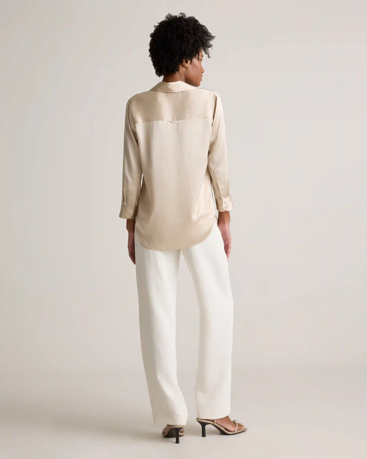 100% Washable Silk Three-Quarter Sleeve Shirt