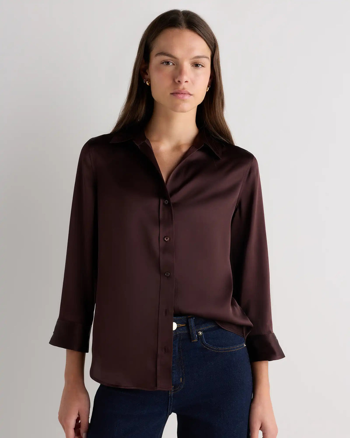 100% Washable Silk Three-Quarter Sleeve Shirt