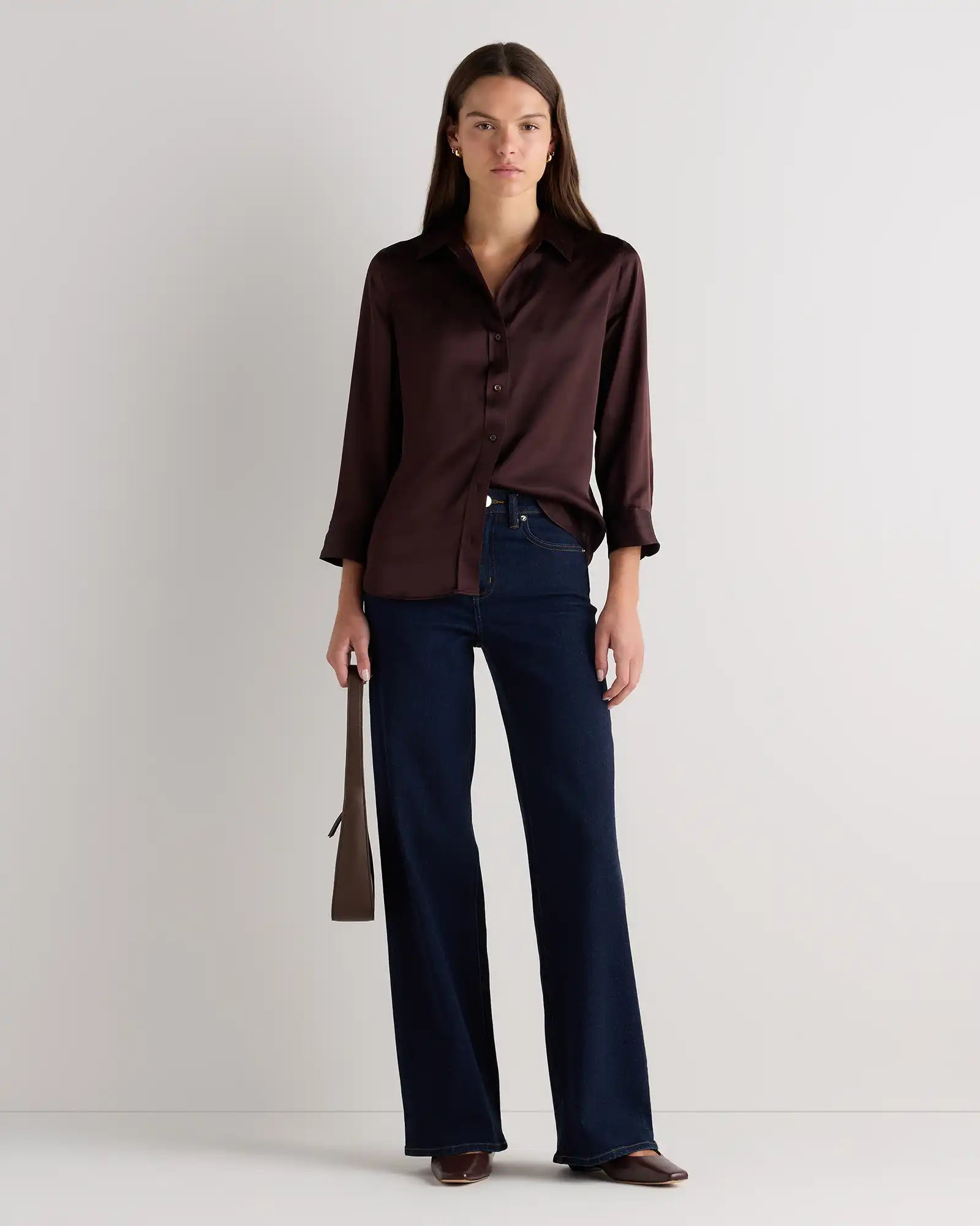 100% Washable Silk Three-Quarter Sleeve Shirt
