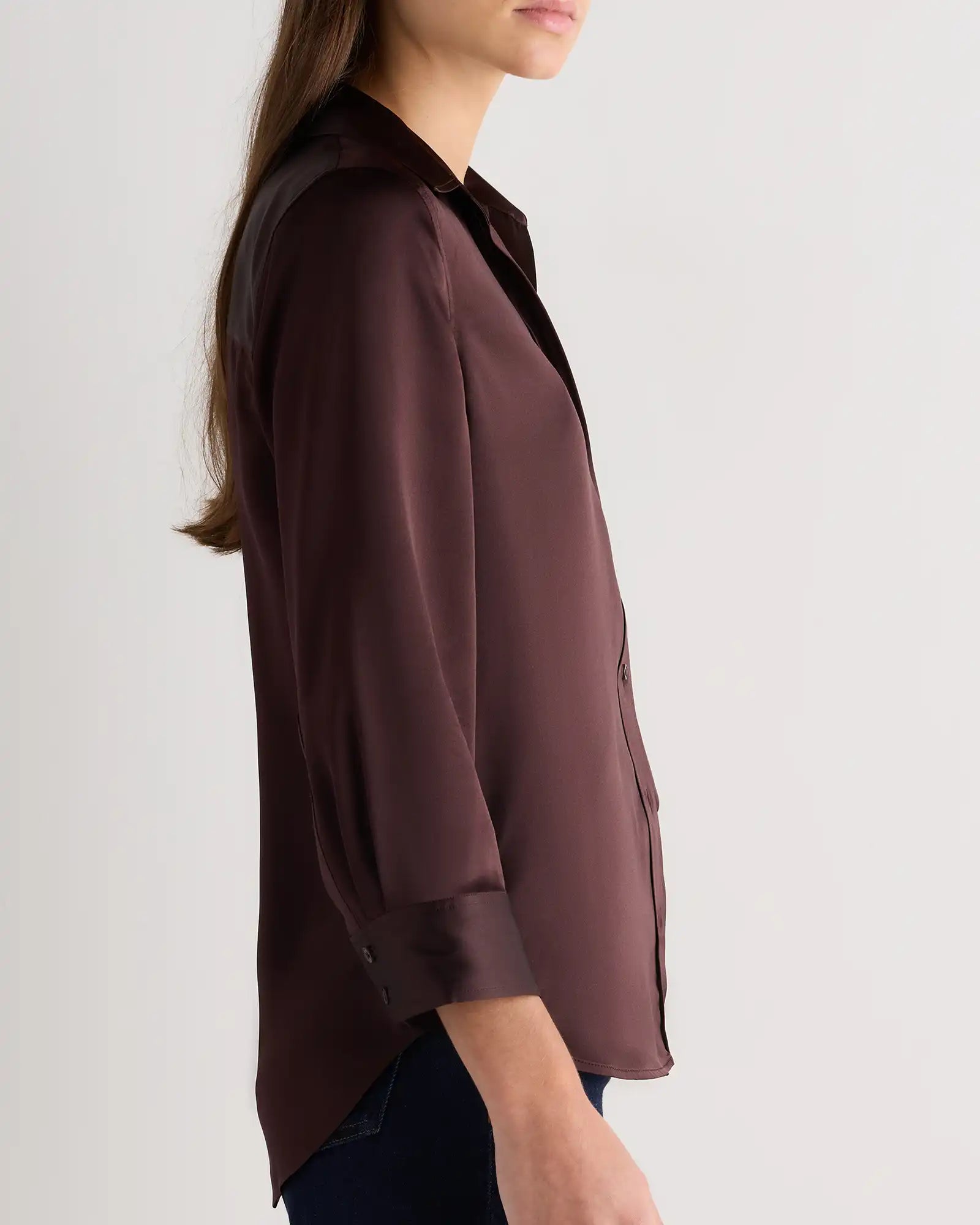 100% Washable Silk Three-Quarter Sleeve Shirt