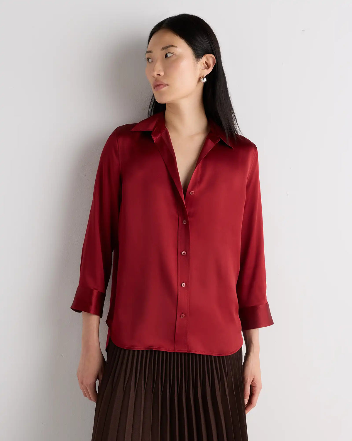 100% Washable Silk Three-Quarter Sleeve Shirt