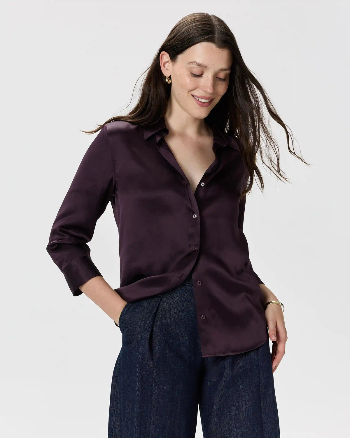 100% Washable Silk Three-Quarter Sleeve Shirt