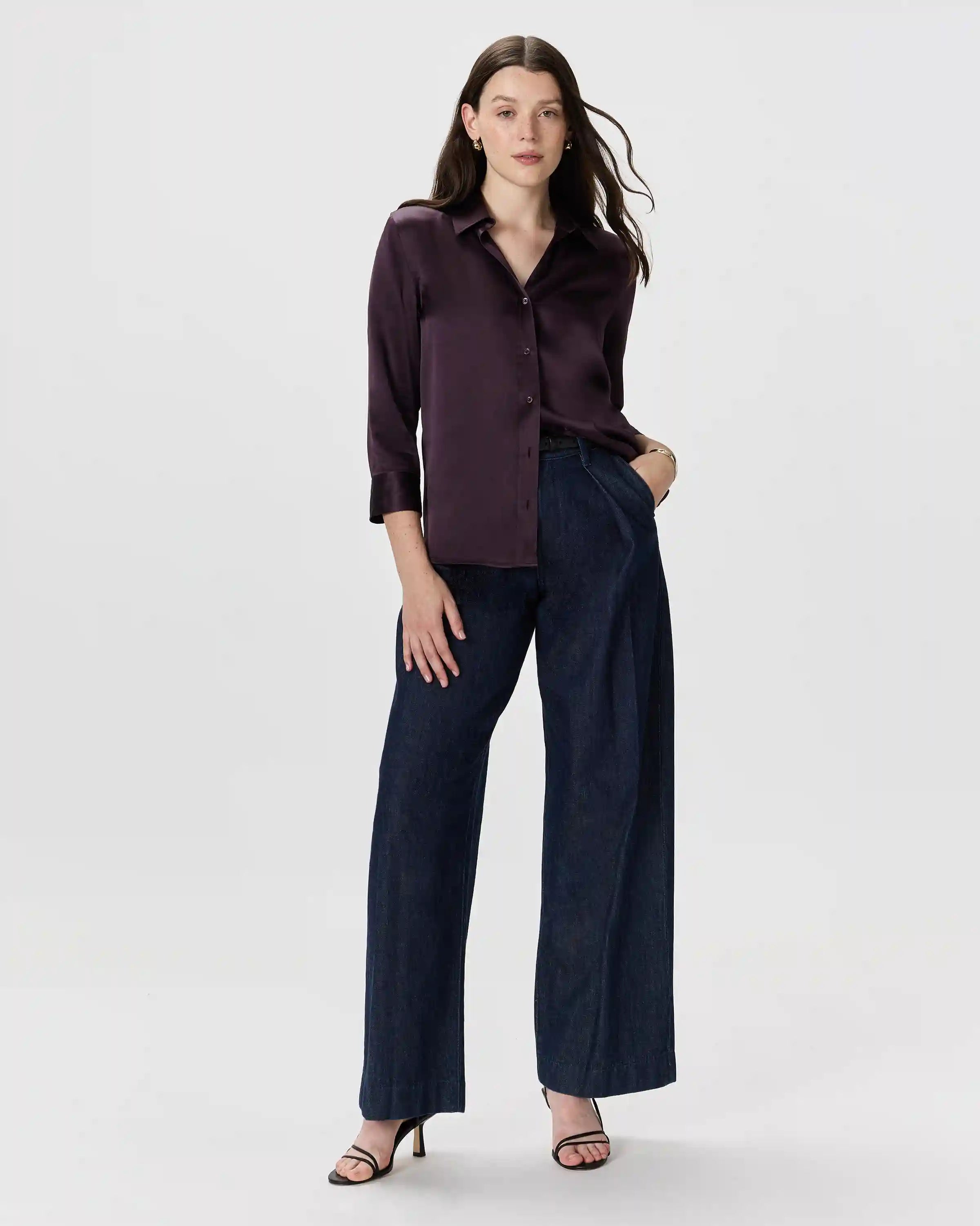 100% Washable Silk Three-Quarter Sleeve Shirt
