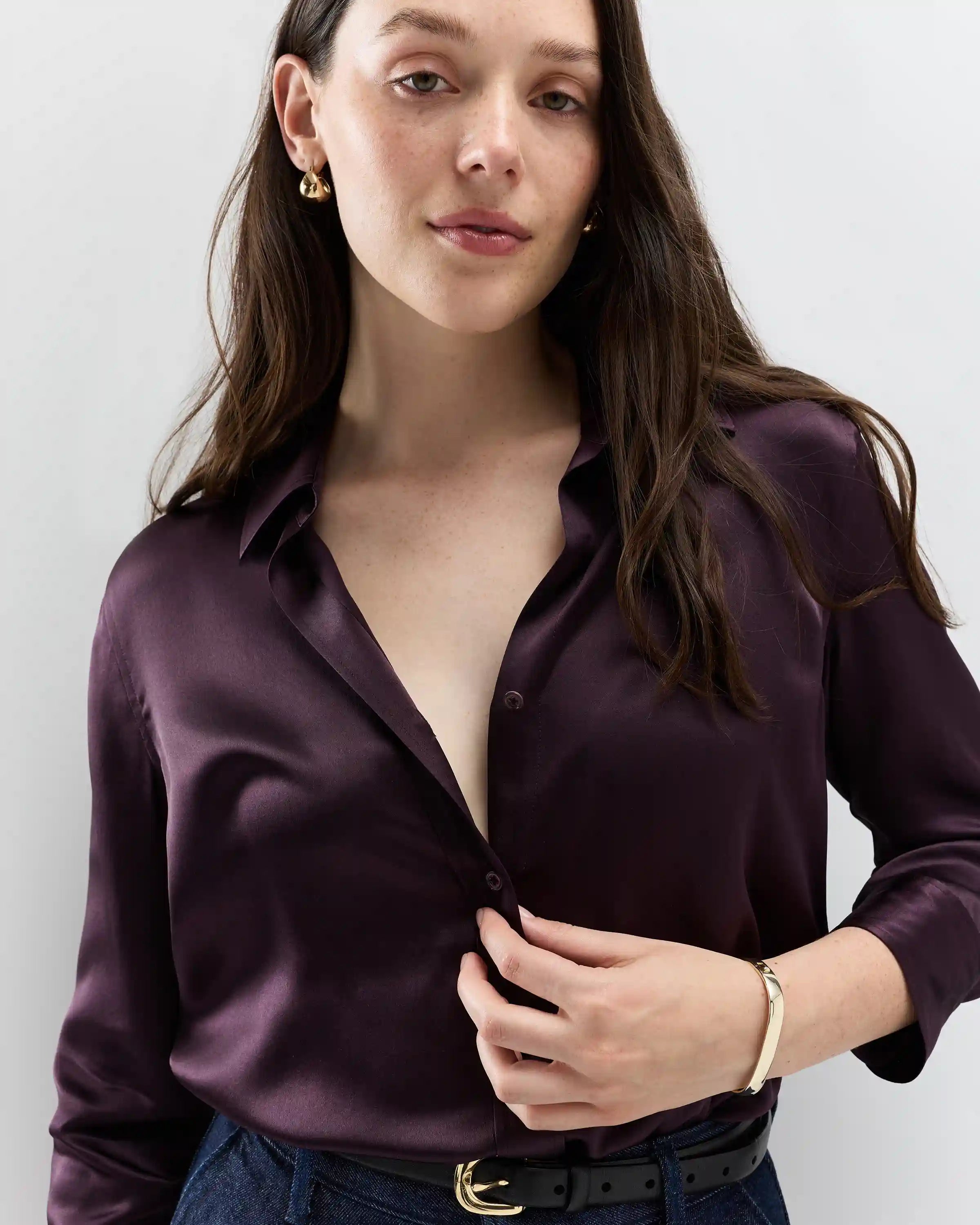 100% Washable Silk Three-Quarter Sleeve Shirt