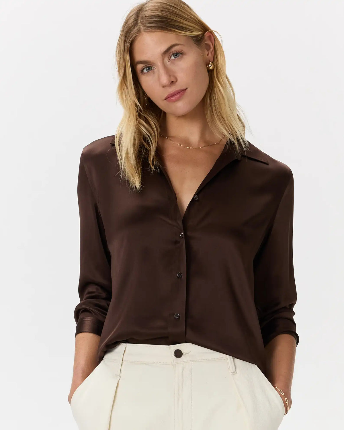 100% Washable Silk Three-Quarter Sleeve Shirt
