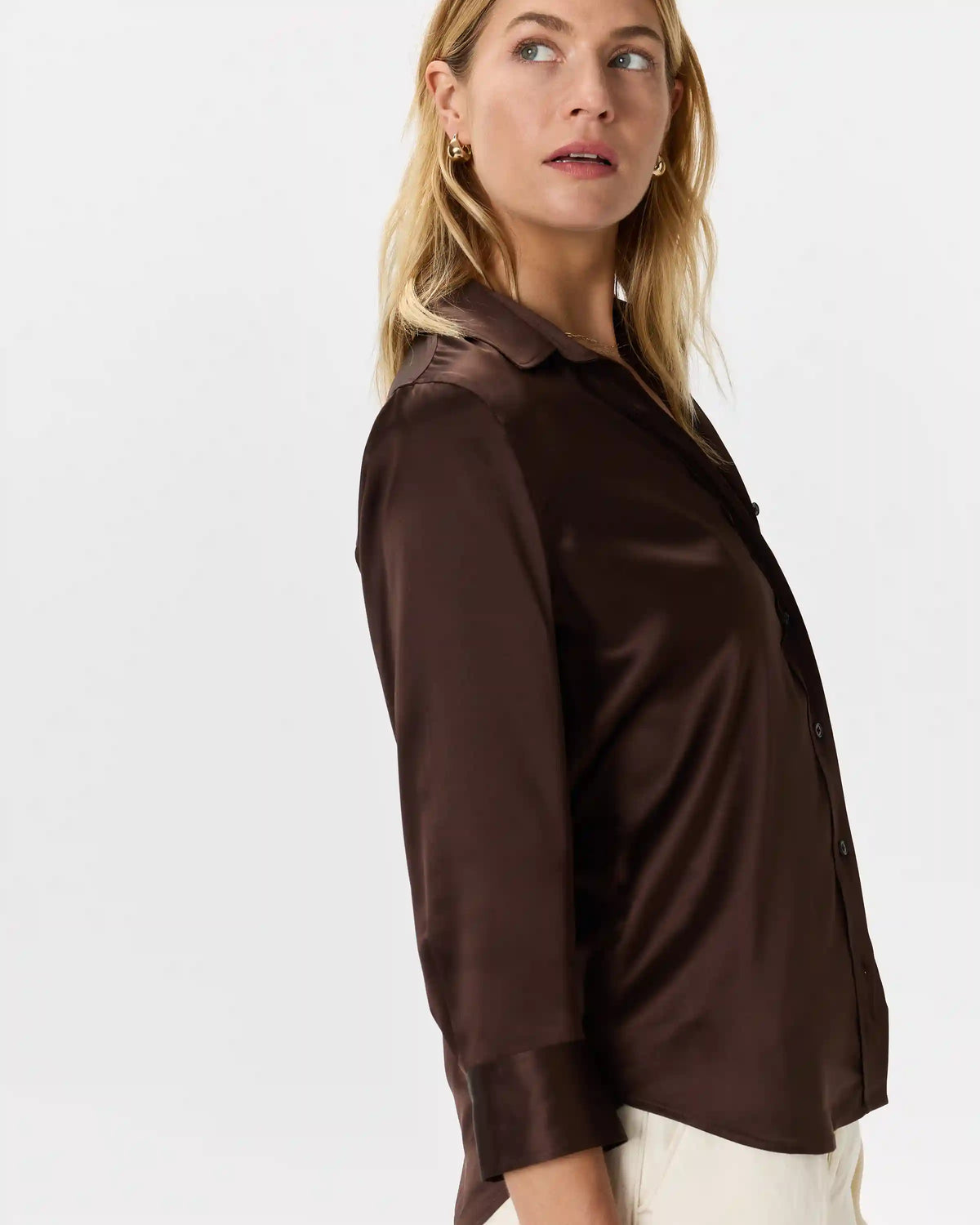 100% Washable Silk Three-Quarter Sleeve Shirt