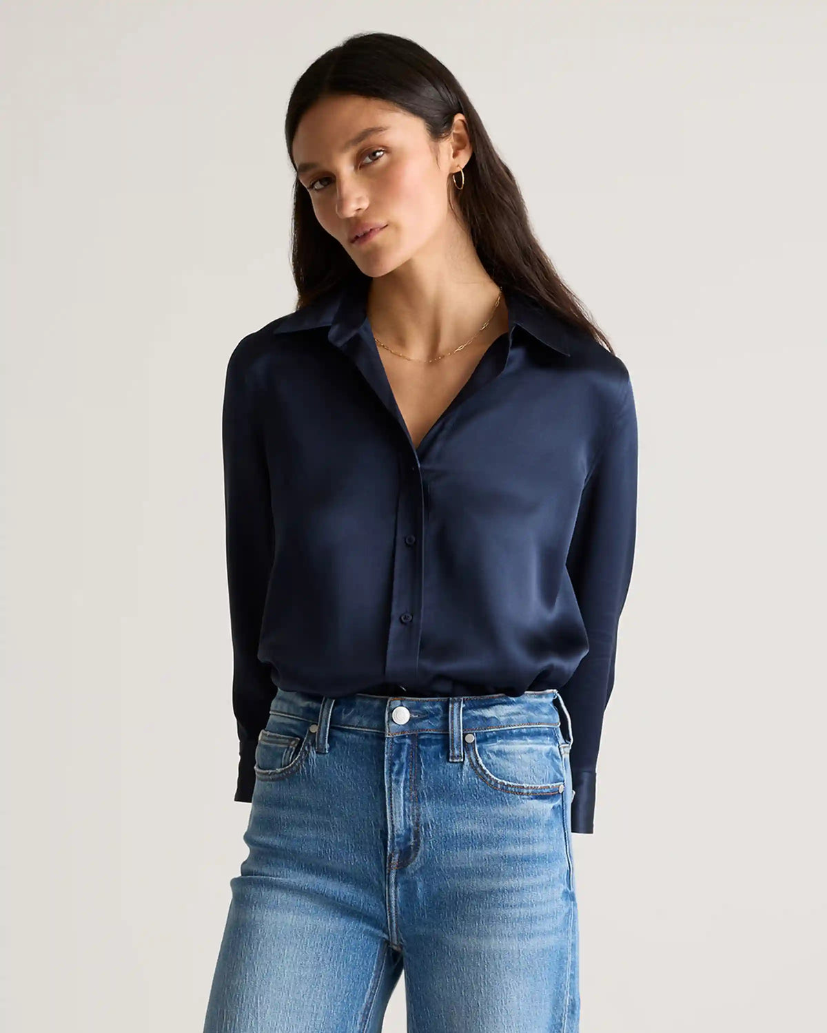 100% Washable Silk Three-Quarter Sleeve Shirt