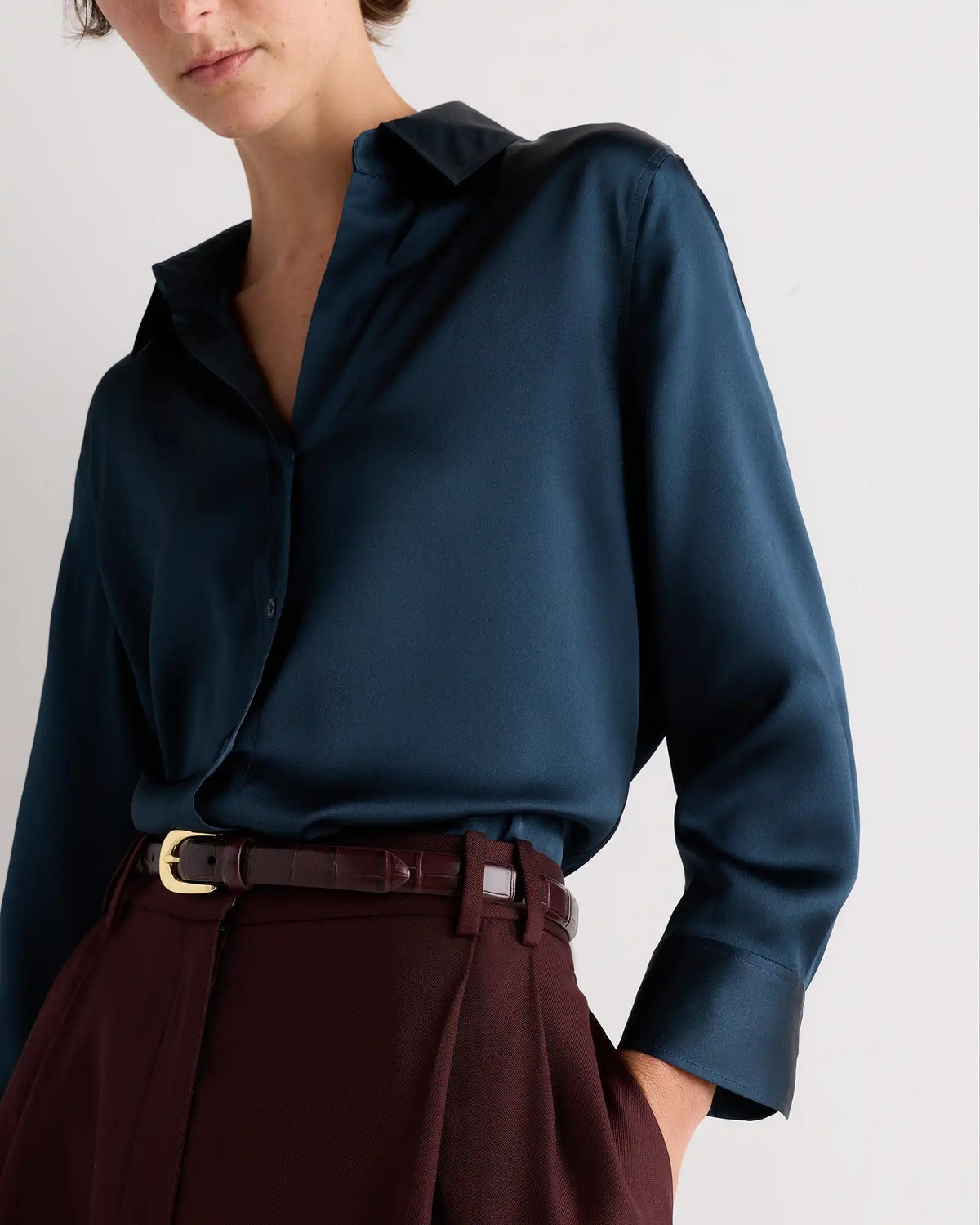 100% Washable Silk Three-Quarter Sleeve Shirt