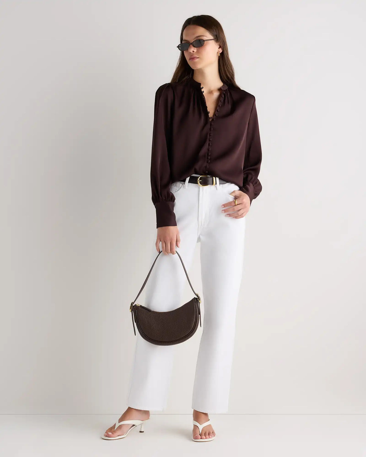 Washable Stretch Silk Peasant Blouse