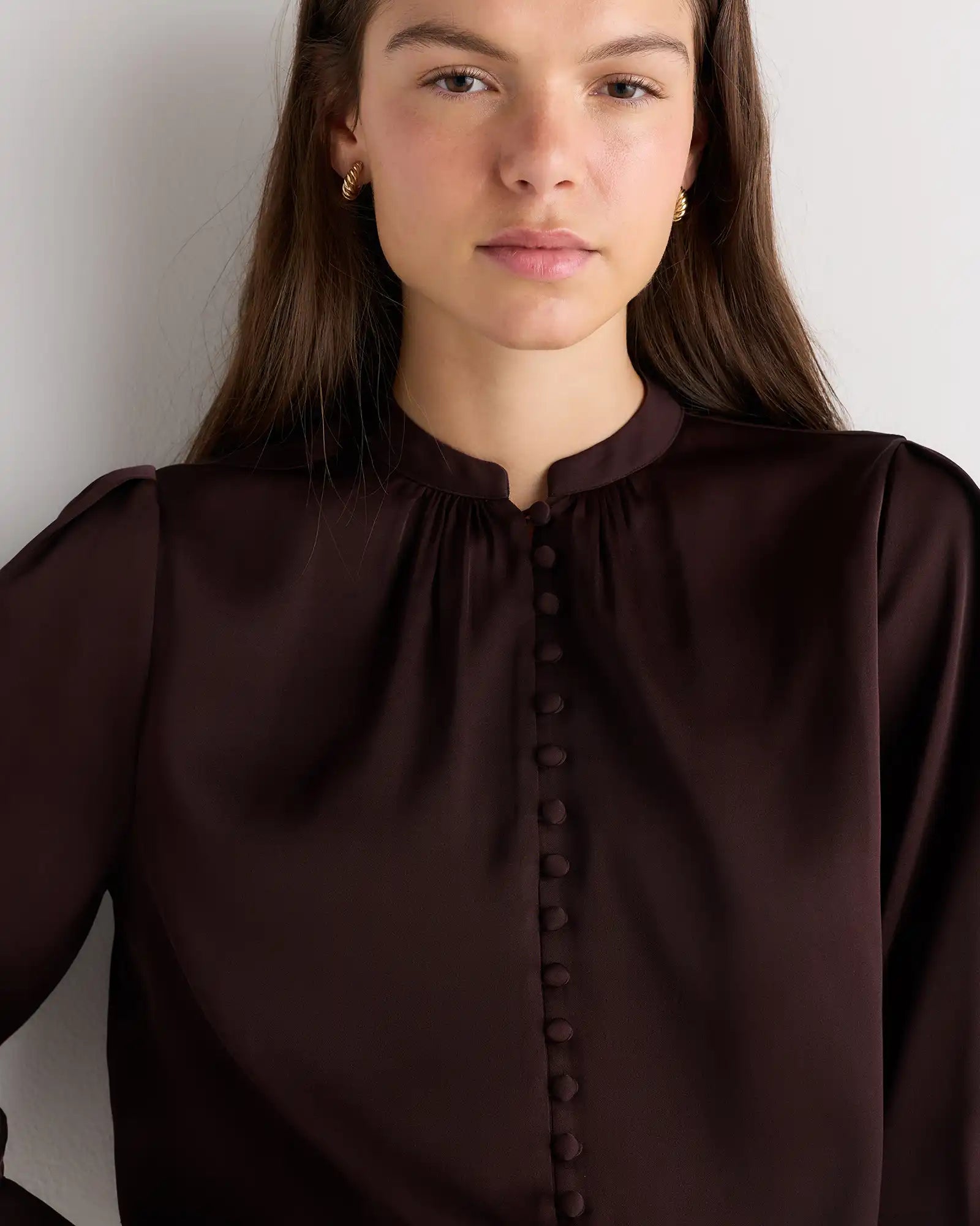Washable Stretch Silk Peasant Blouse