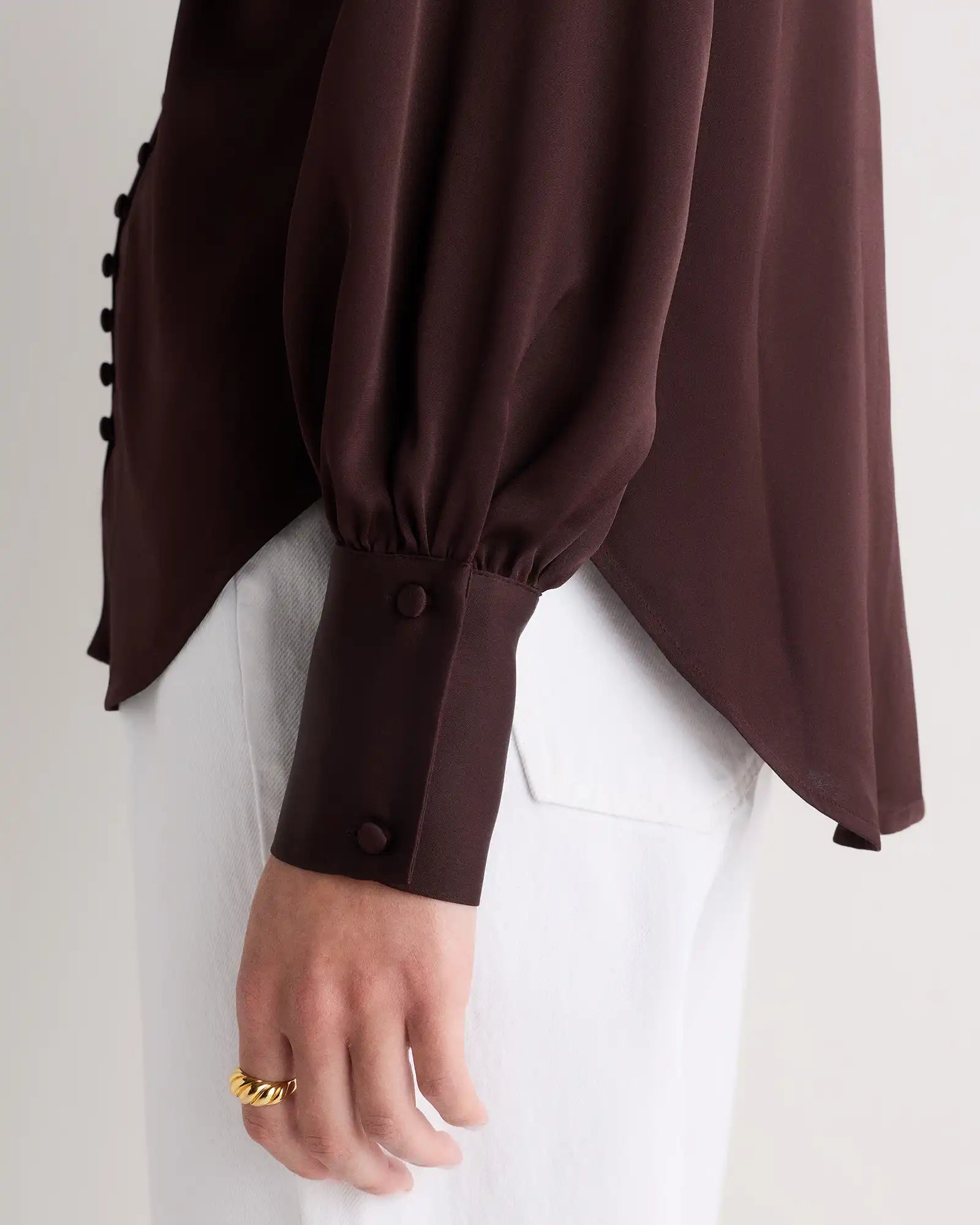 Washable Stretch Silk Peasant Blouse