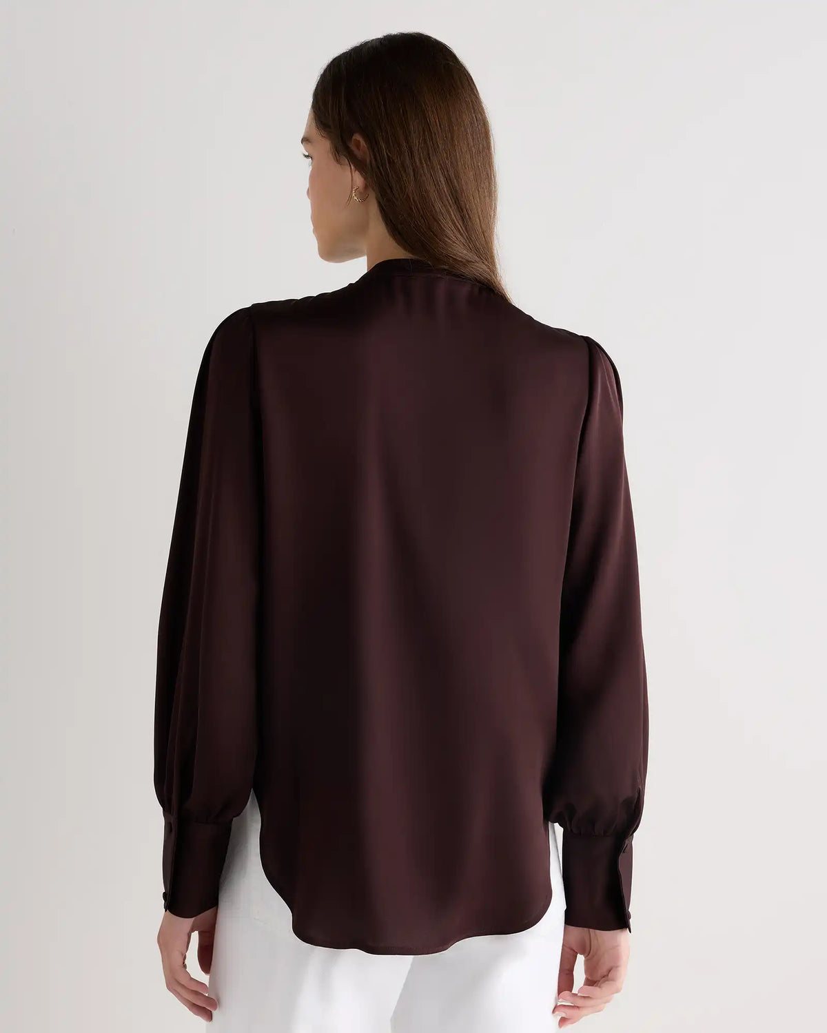 Washable Stretch Silk Peasant Blouse