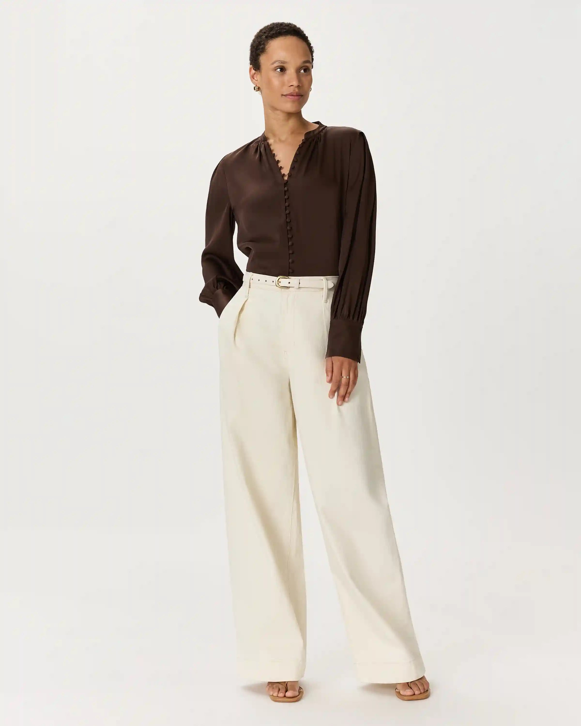 Washable Stretch Silk Peasant Blouse