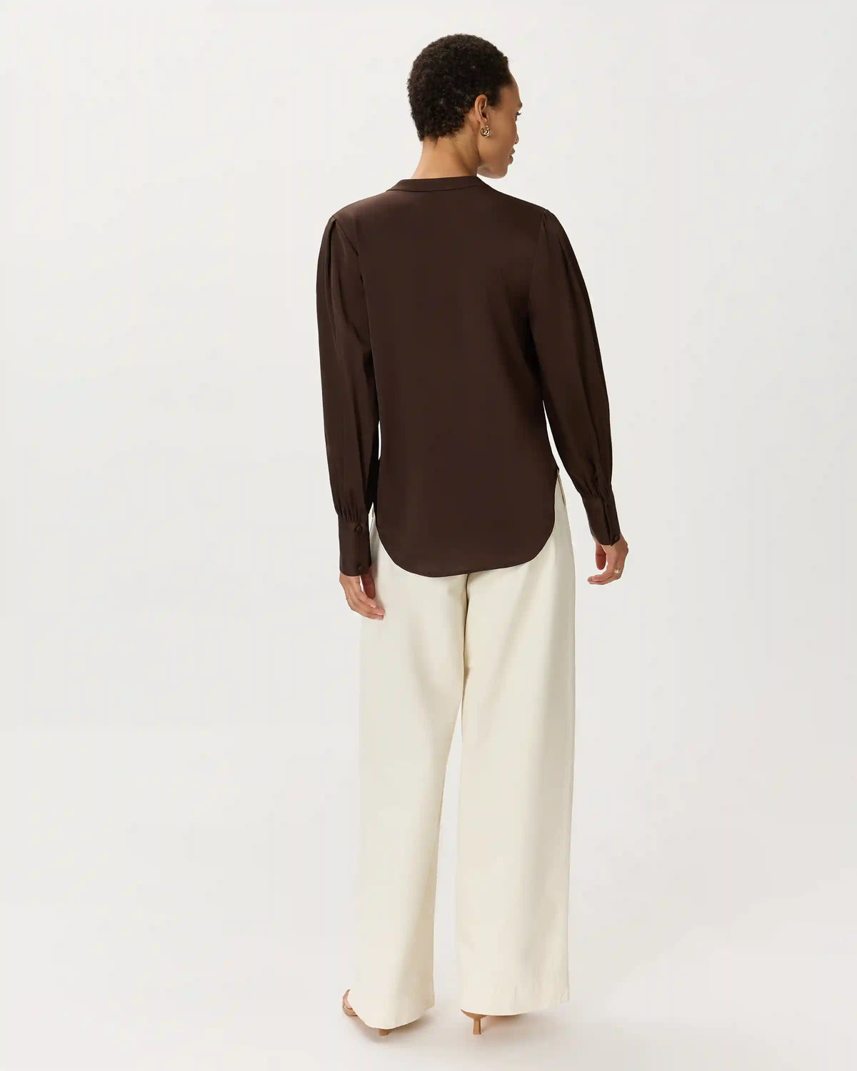 Washable Stretch Silk Peasant Blouse