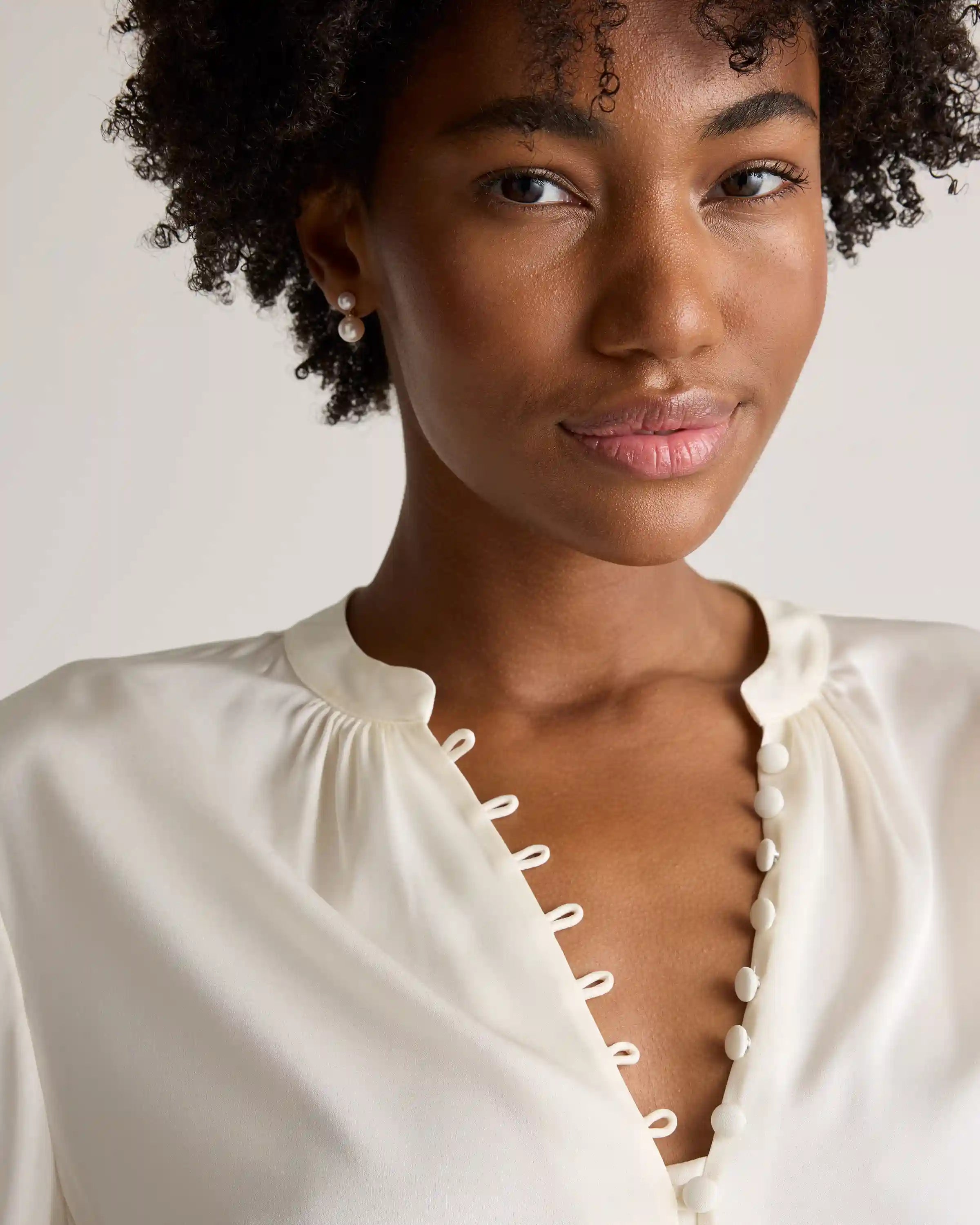 Washable Stretch Silk Peasant Blouse