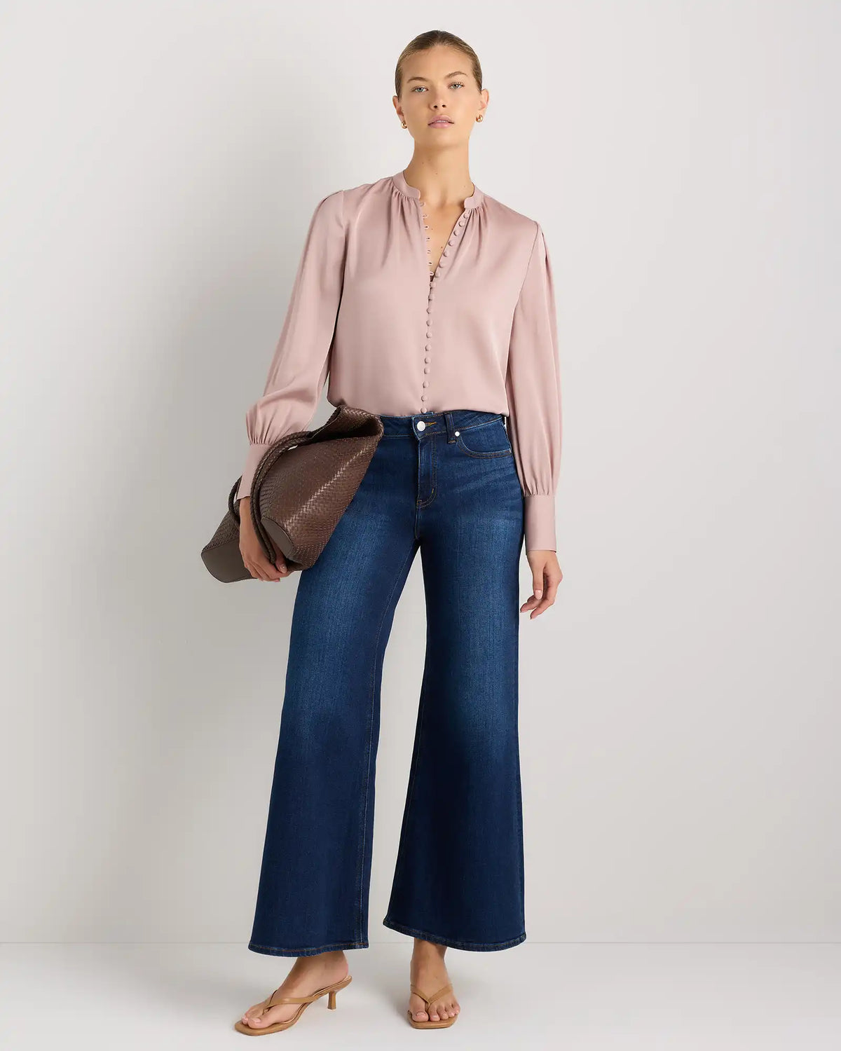 Washable Stretch Silk Peasant Blouse