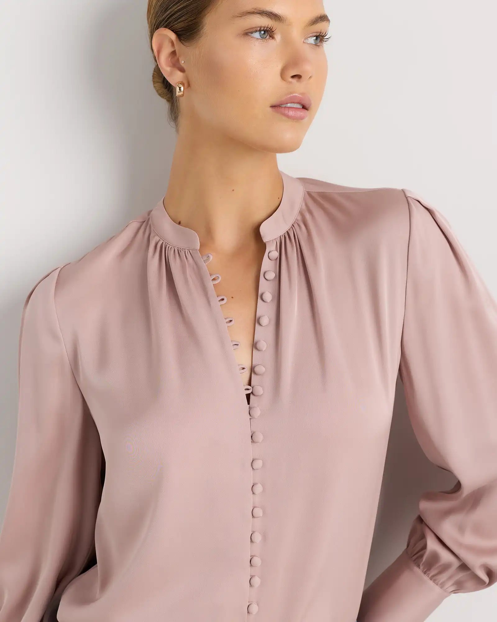 Washable Stretch Silk Peasant Blouse