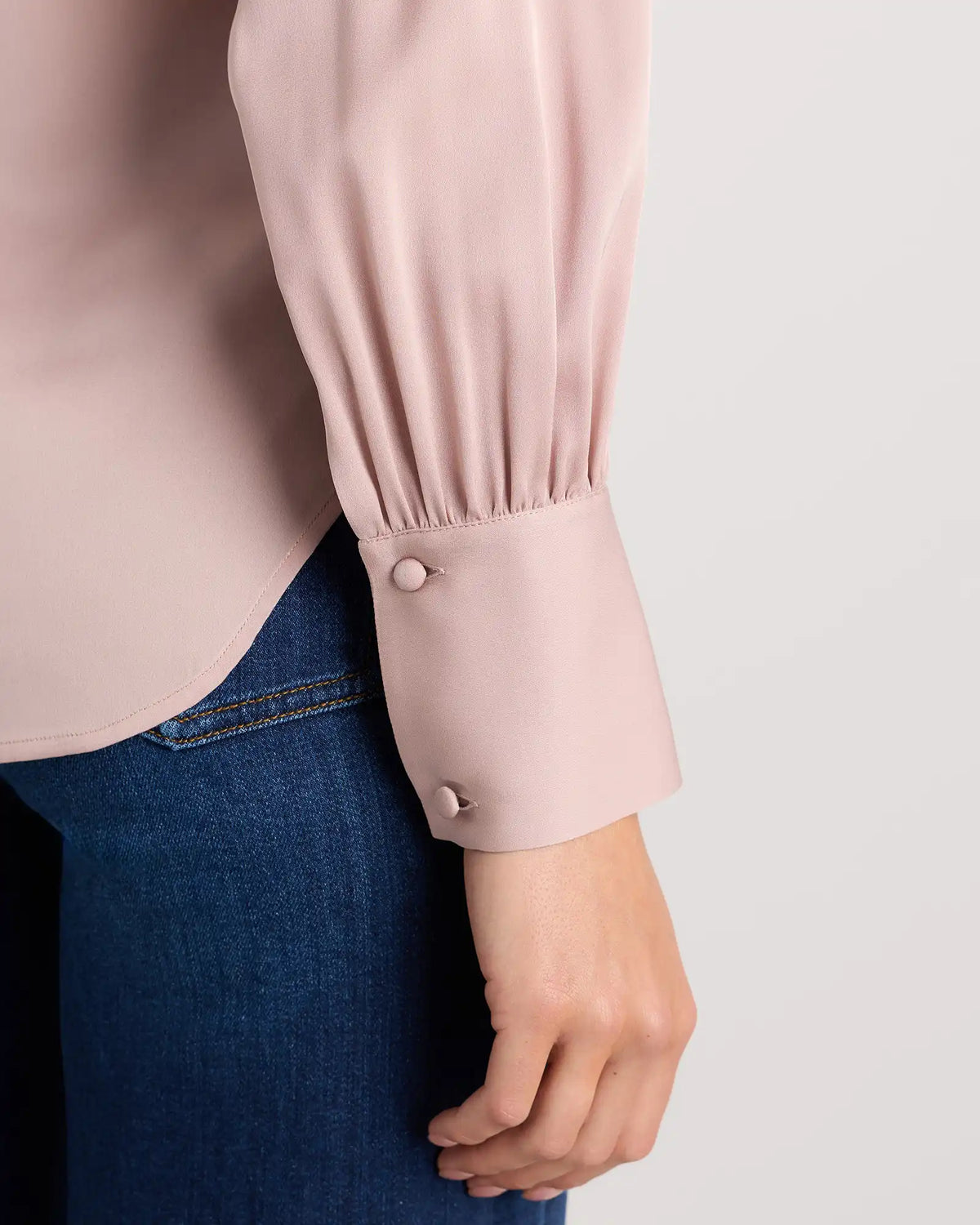 Washable Stretch Silk Peasant Blouse