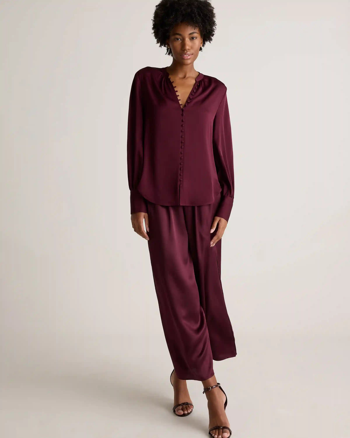 Washable Stretch Silk Peasant Blouse