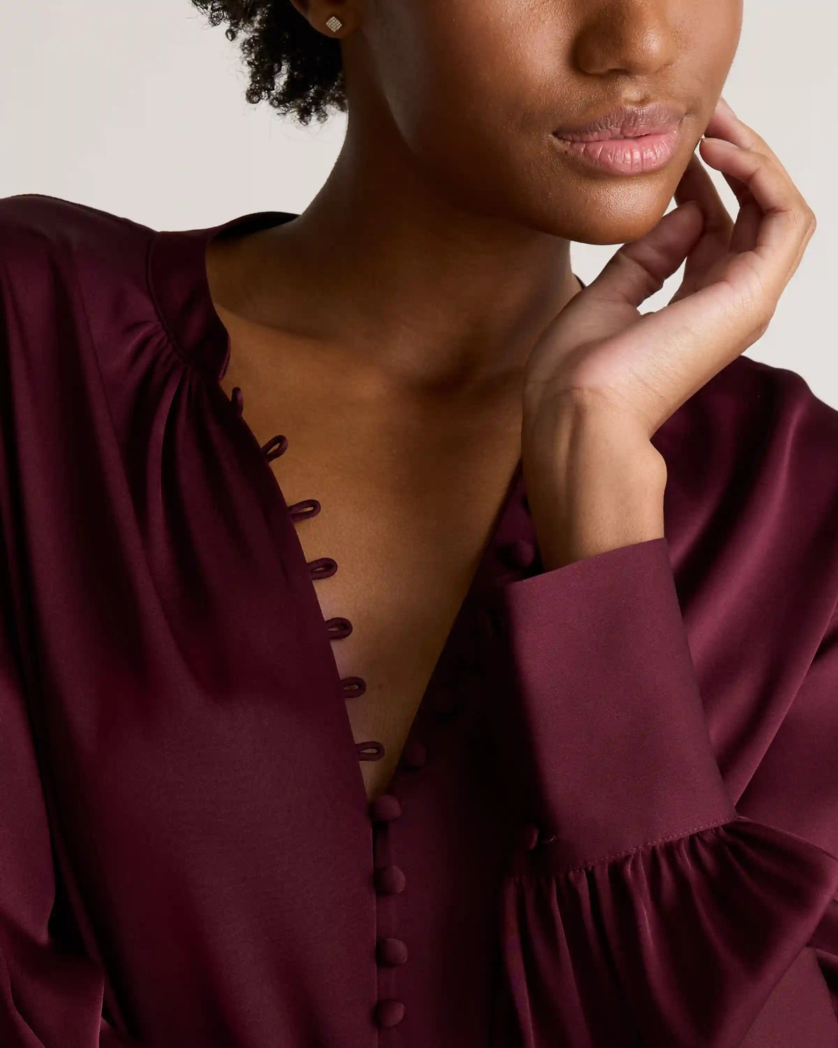 Washable Stretch Silk Peasant Blouse
