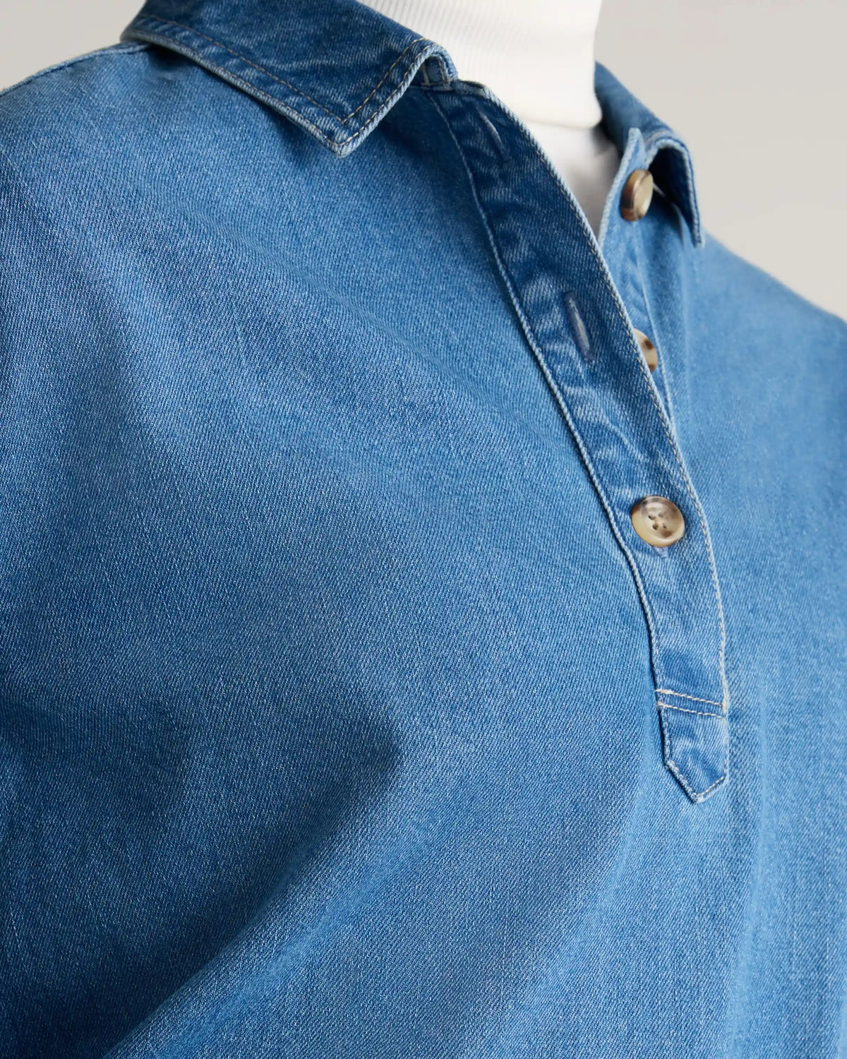 Distressed Denim Popover Shirt