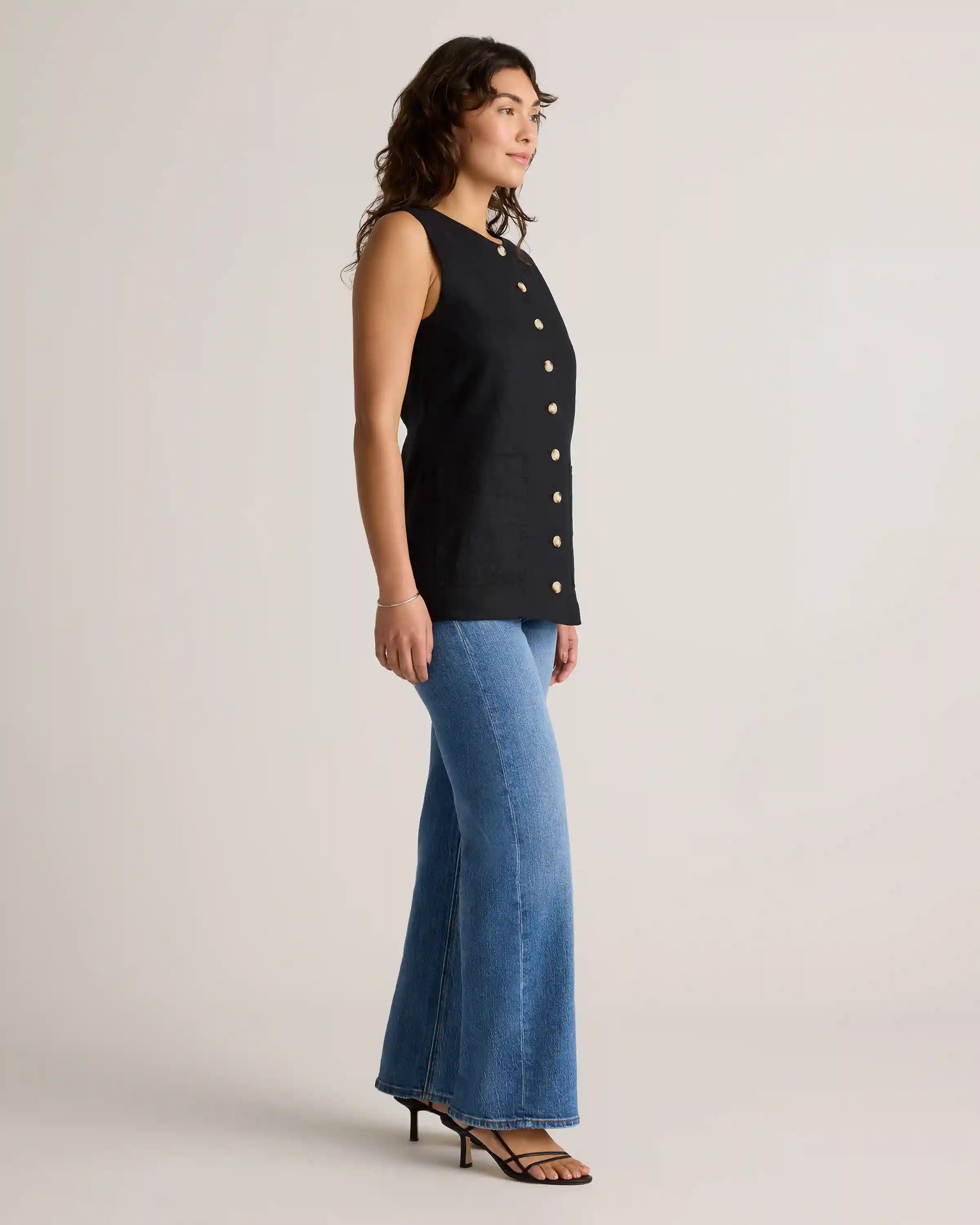 100% European Linen Longline Vest