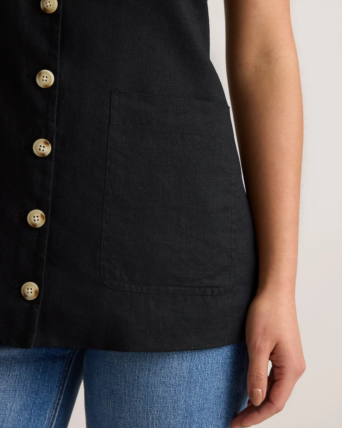 100% European Linen Longline Vest