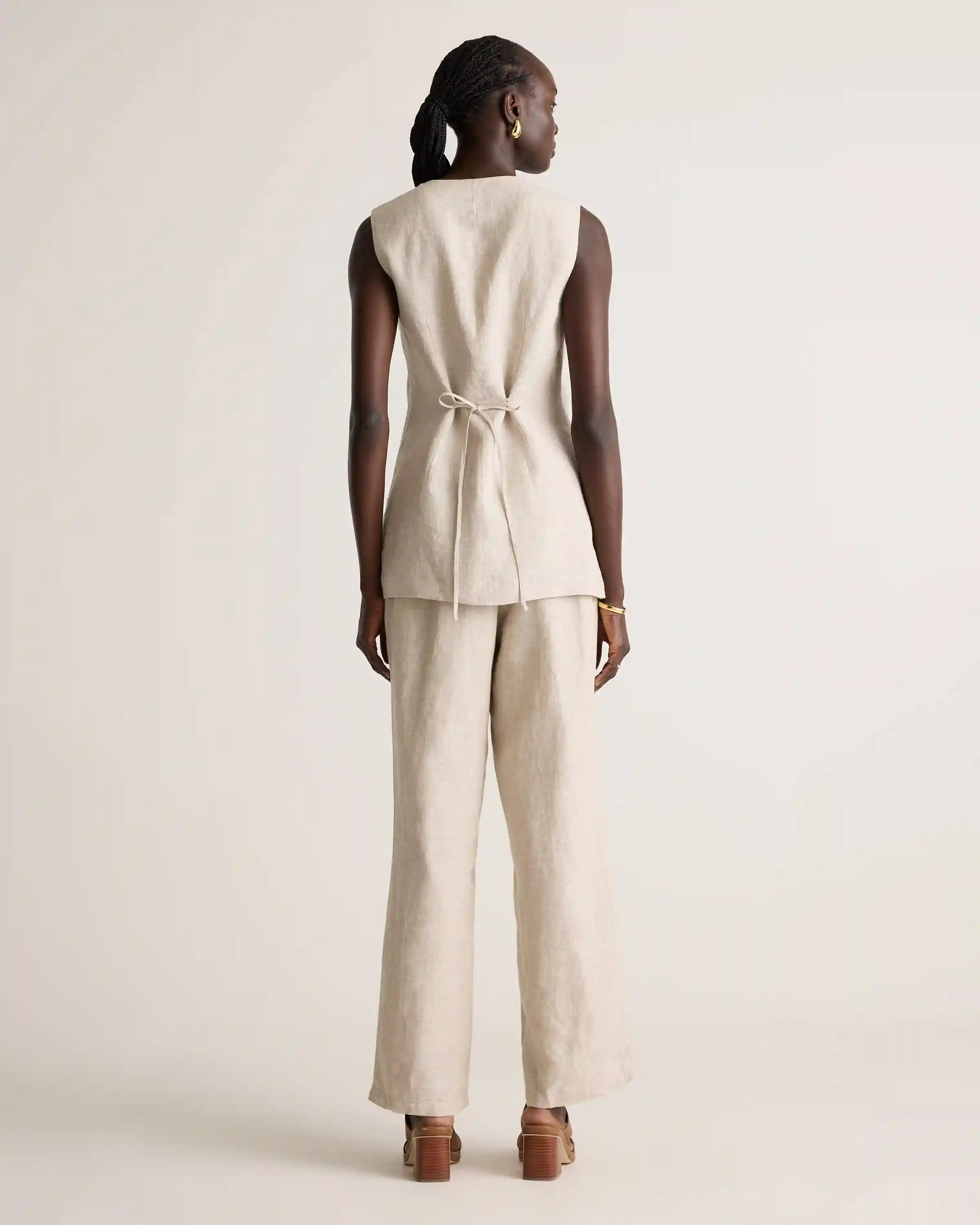 100% European Linen Longline Vest