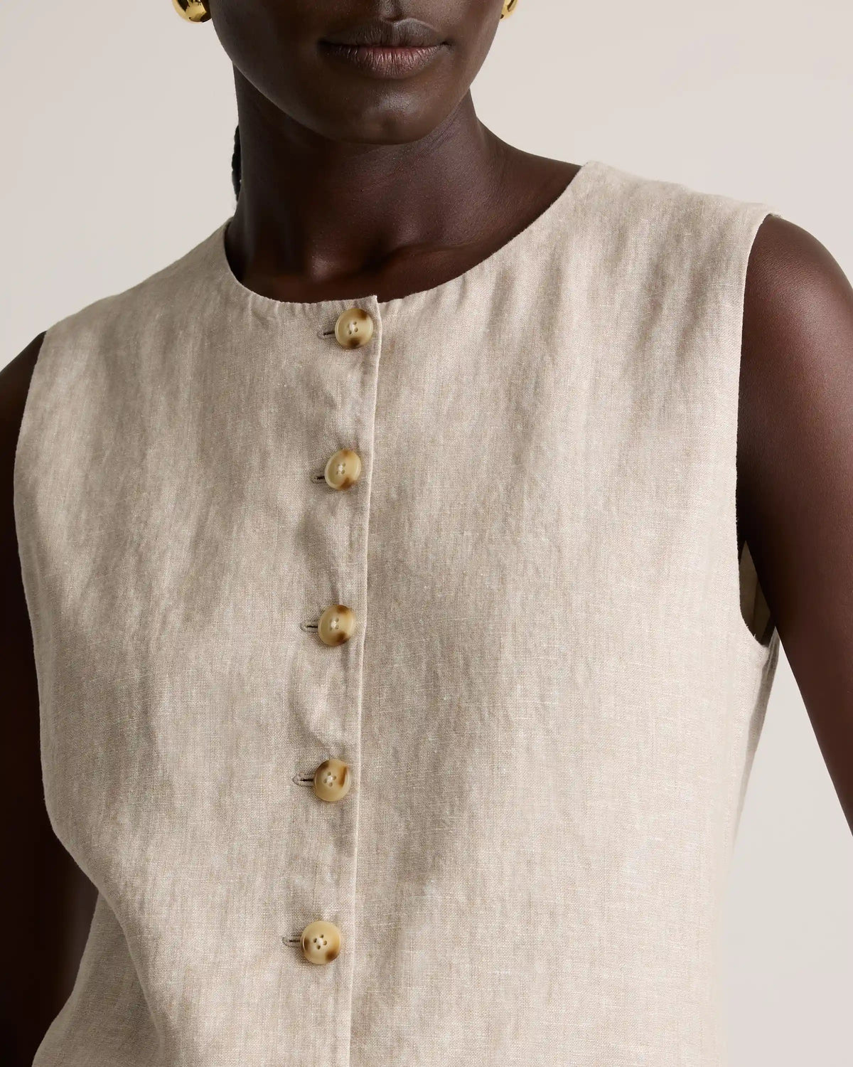 100% European Linen Longline Vest