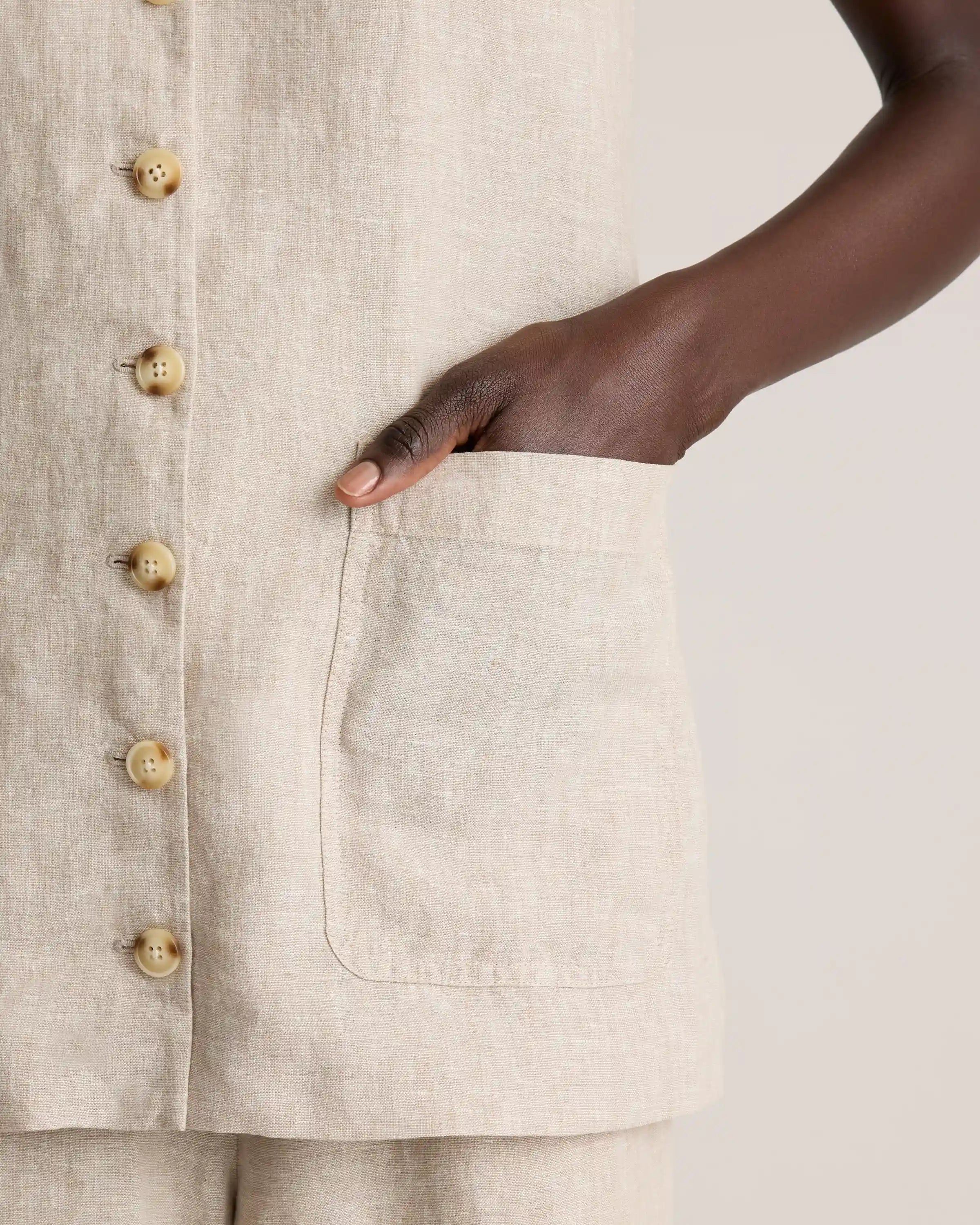 100% European Linen Longline Vest