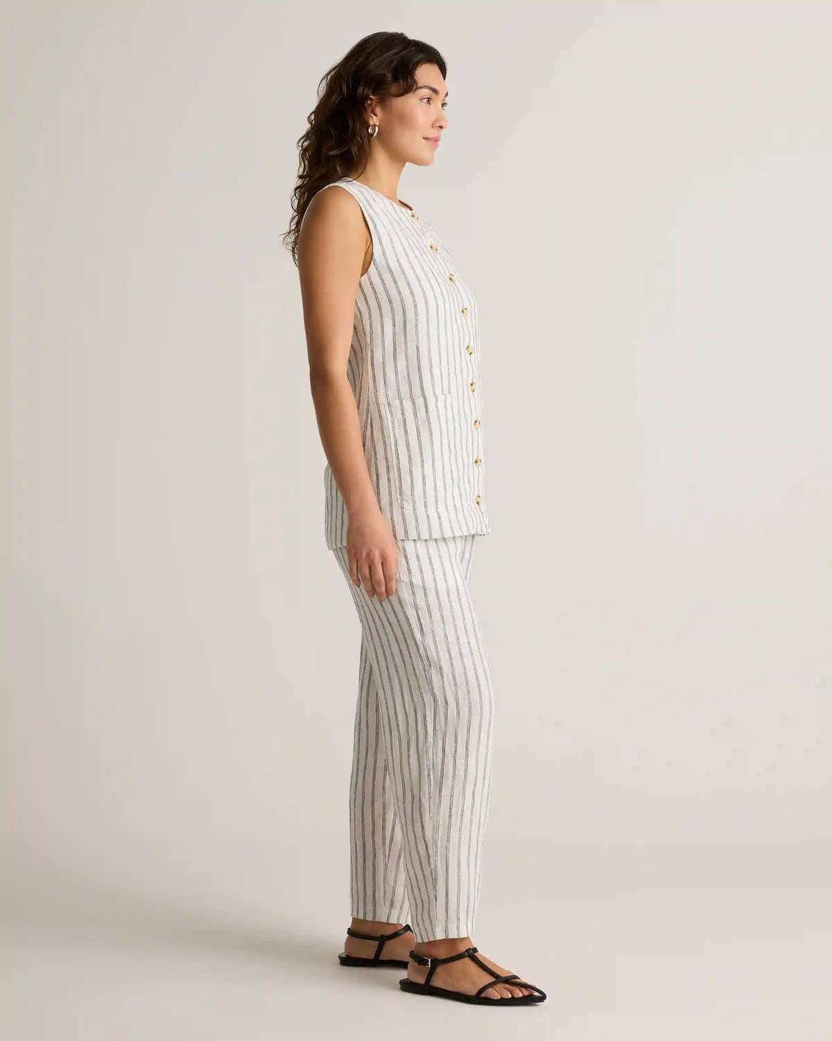 100% European Linen Longline Vest