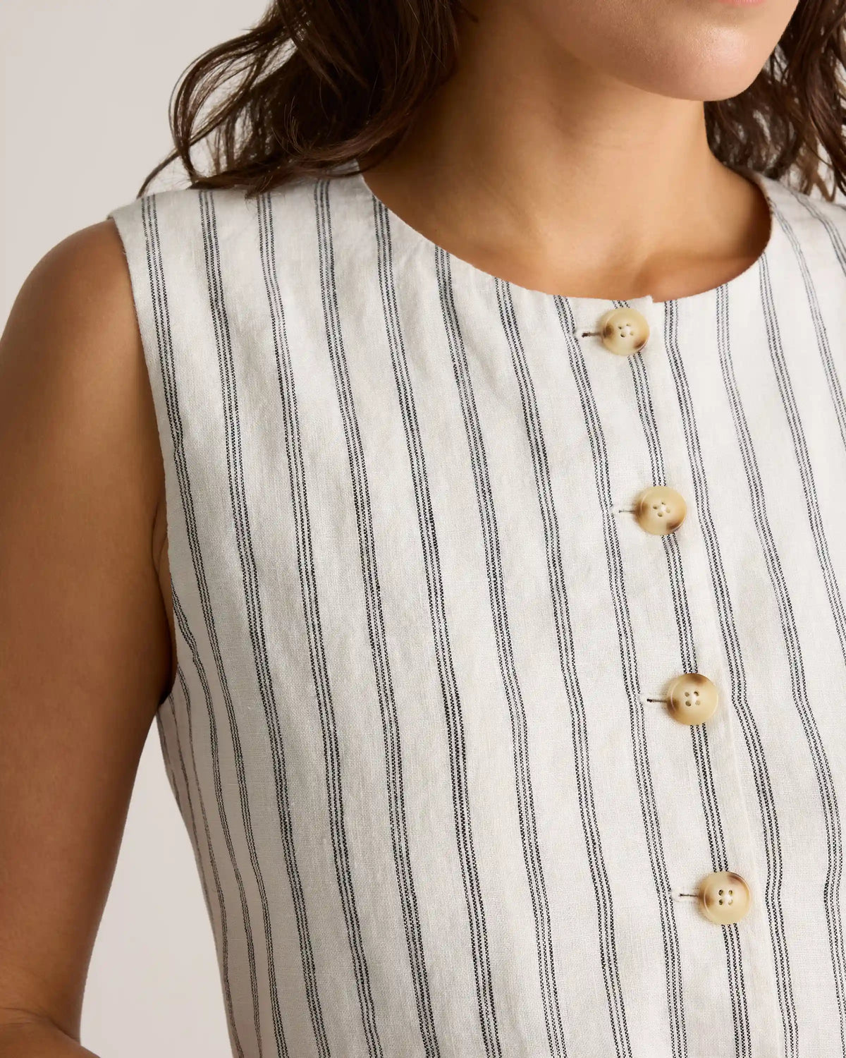 100% European Linen Longline Vest