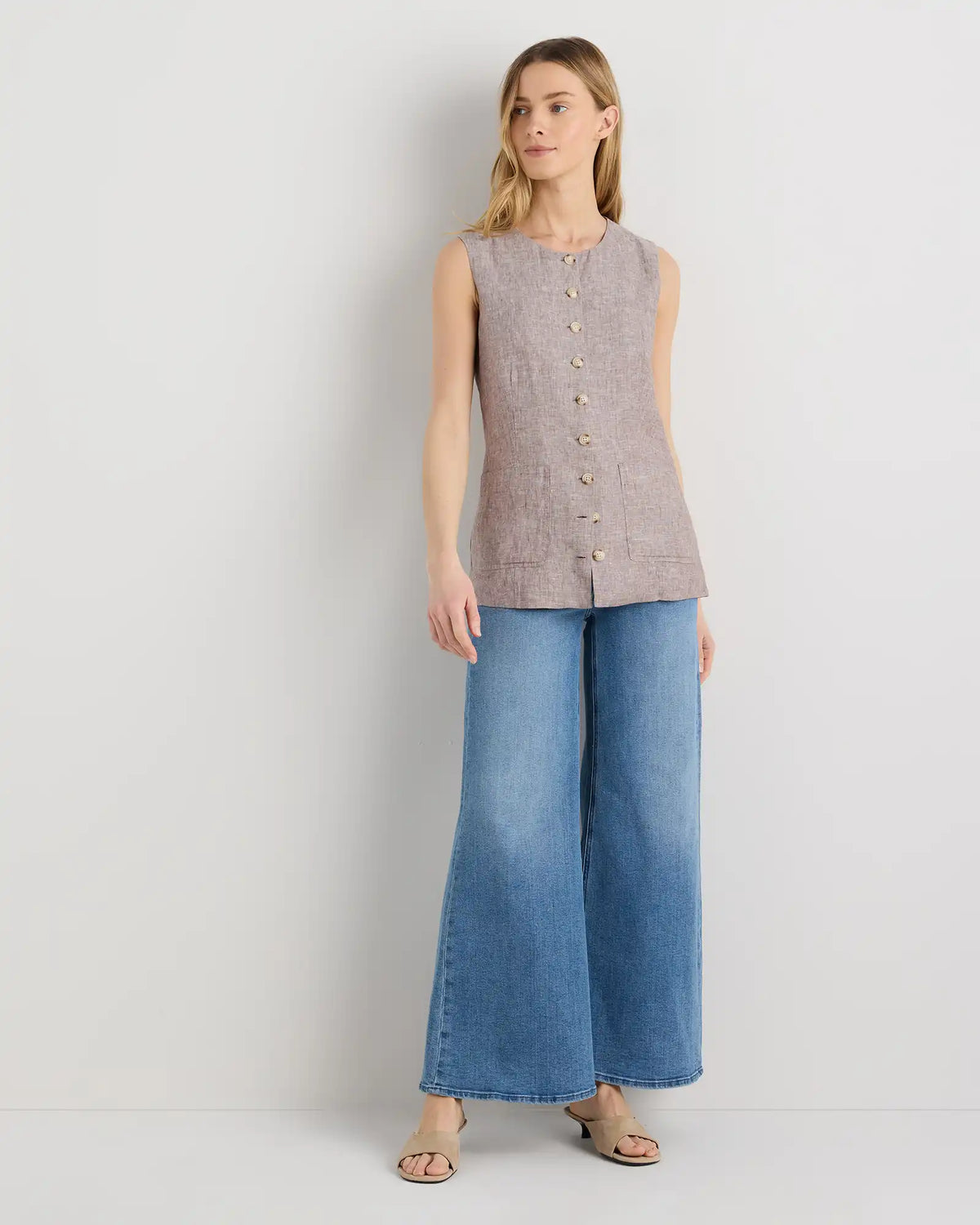 100% European Linen Longline Vest